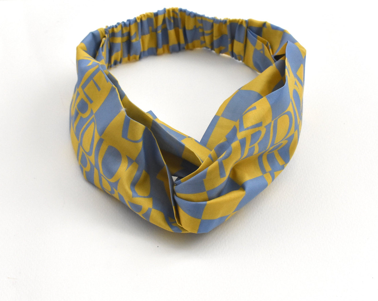 Twisted Turban Headband - Yellow Liberty Letters print