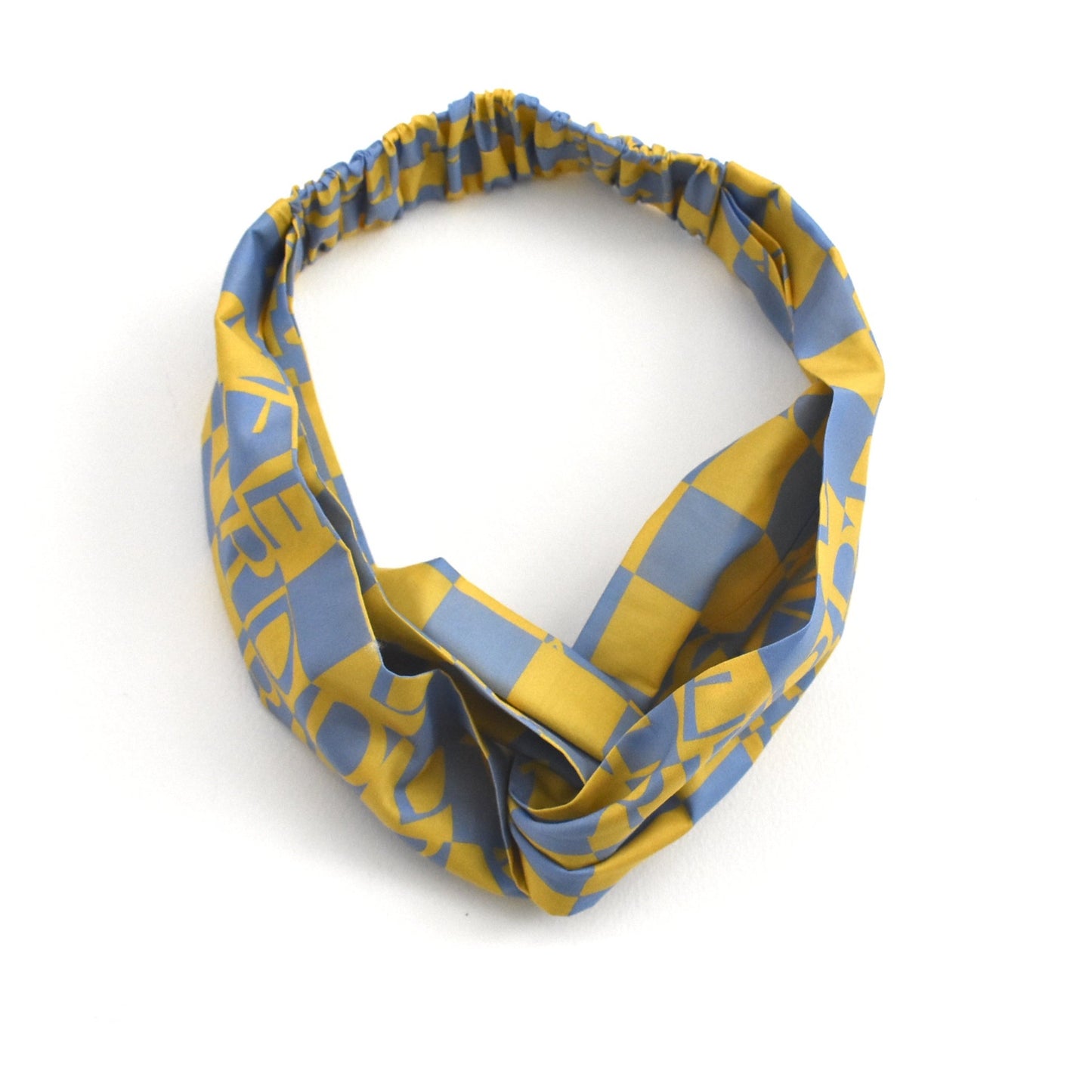 Twisted Turban Headband - Yellow Liberty Letters print