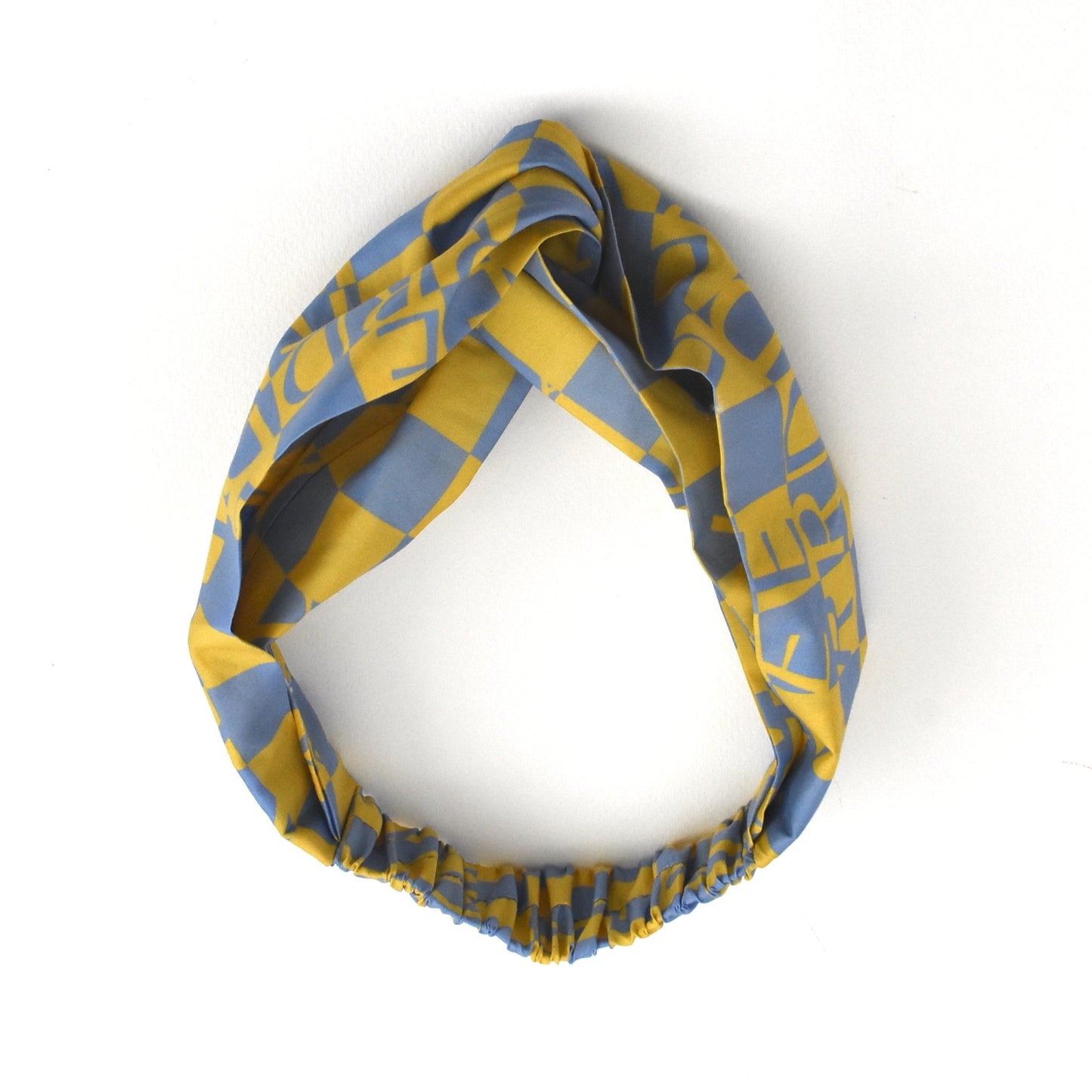 Twisted Turban Headband - Yellow Liberty Letters print