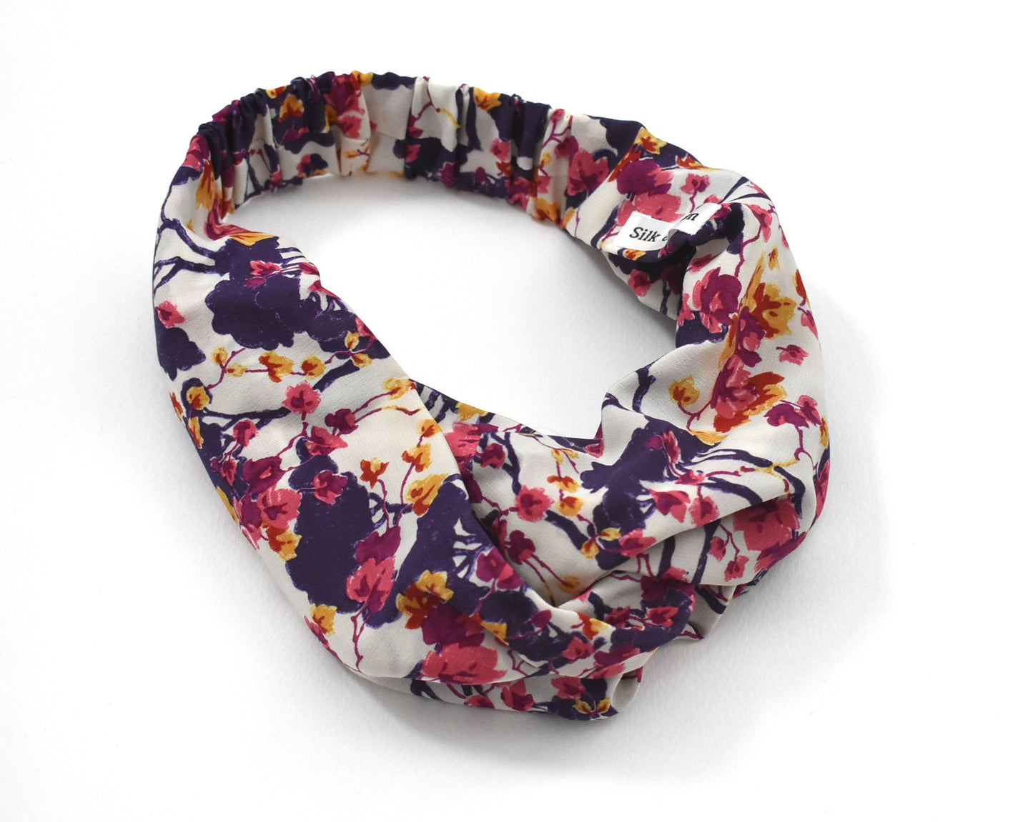 Silk Twisted Turban hairband in Liberty of London Ombrellino 100% Silk-Crepe