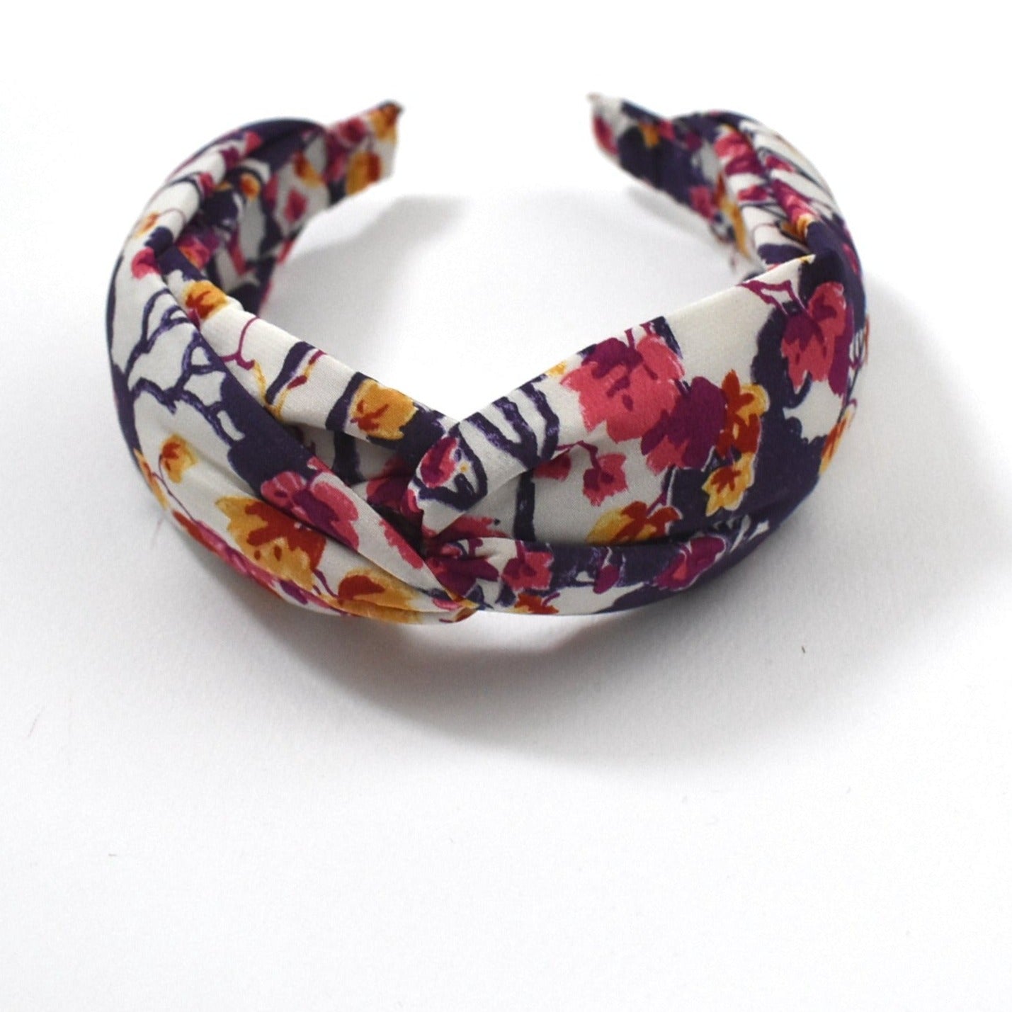 Luxury Silk Twisted Alice band - Ombrellino Japanese Blossom Liberty Artist print on Silk-Crepe