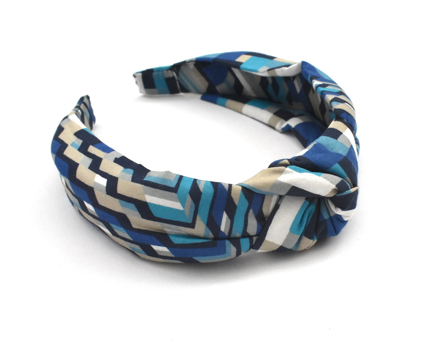 Classic Knot Alice Headband - Liberty of London Blue Ziggy print