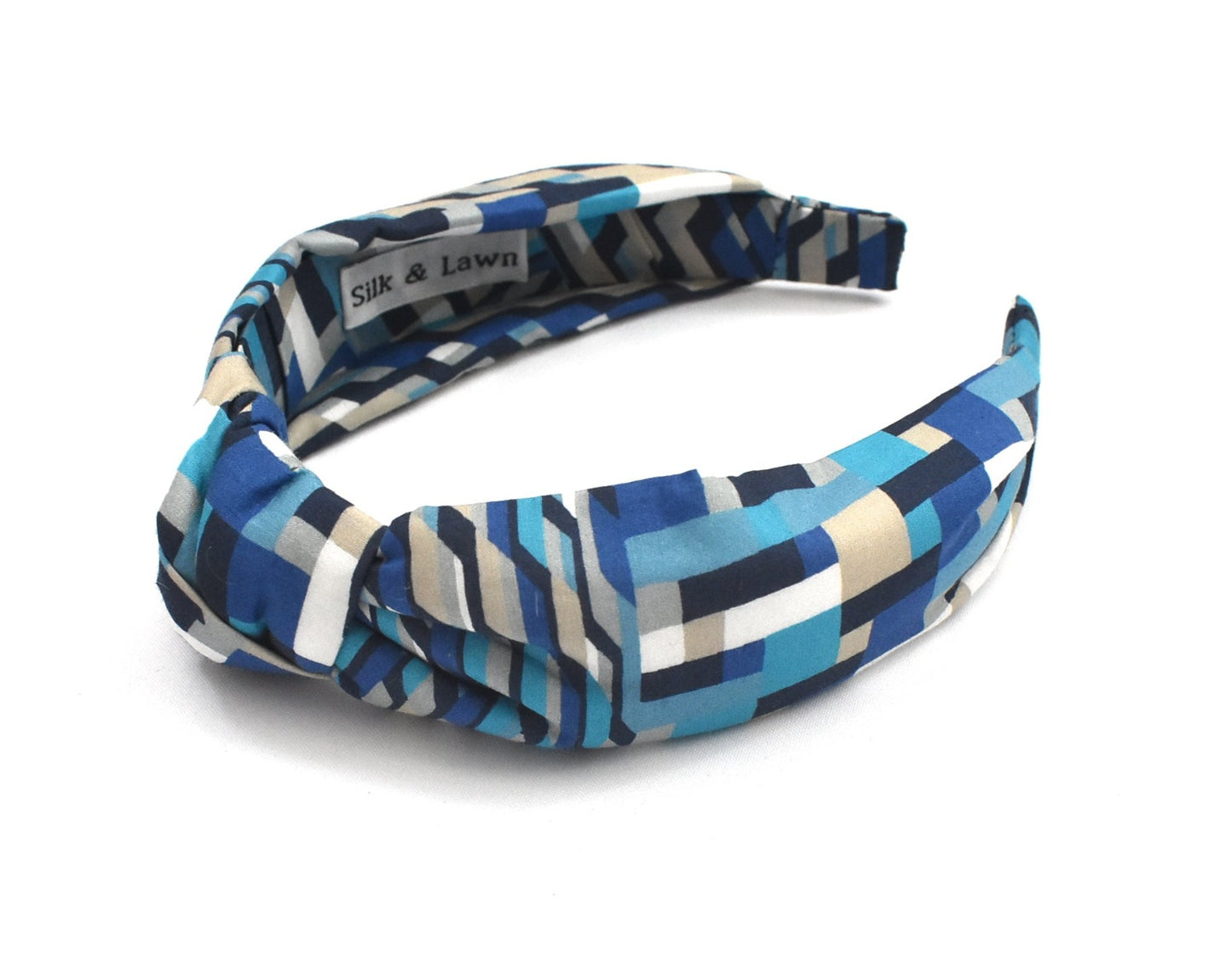 Classic Knot Alice Headband - Liberty of London Blue Ziggy print