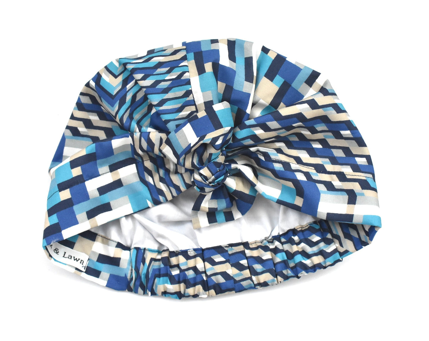 Ladies Turban Hat - Liberty of London Blue Ziggy