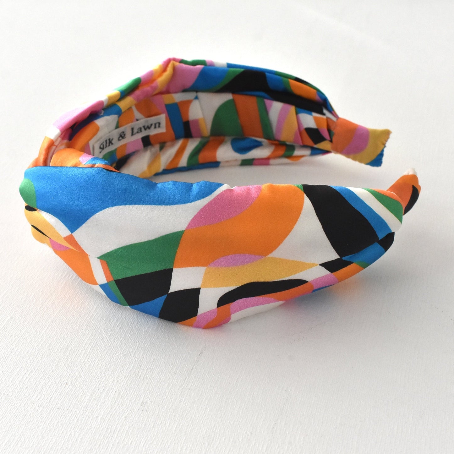 Luxury Silk Twisted or Knot Alice band in Ordinance - Multicolour Pucci style Liberty of London Silk Satin - Silk & Lawn
