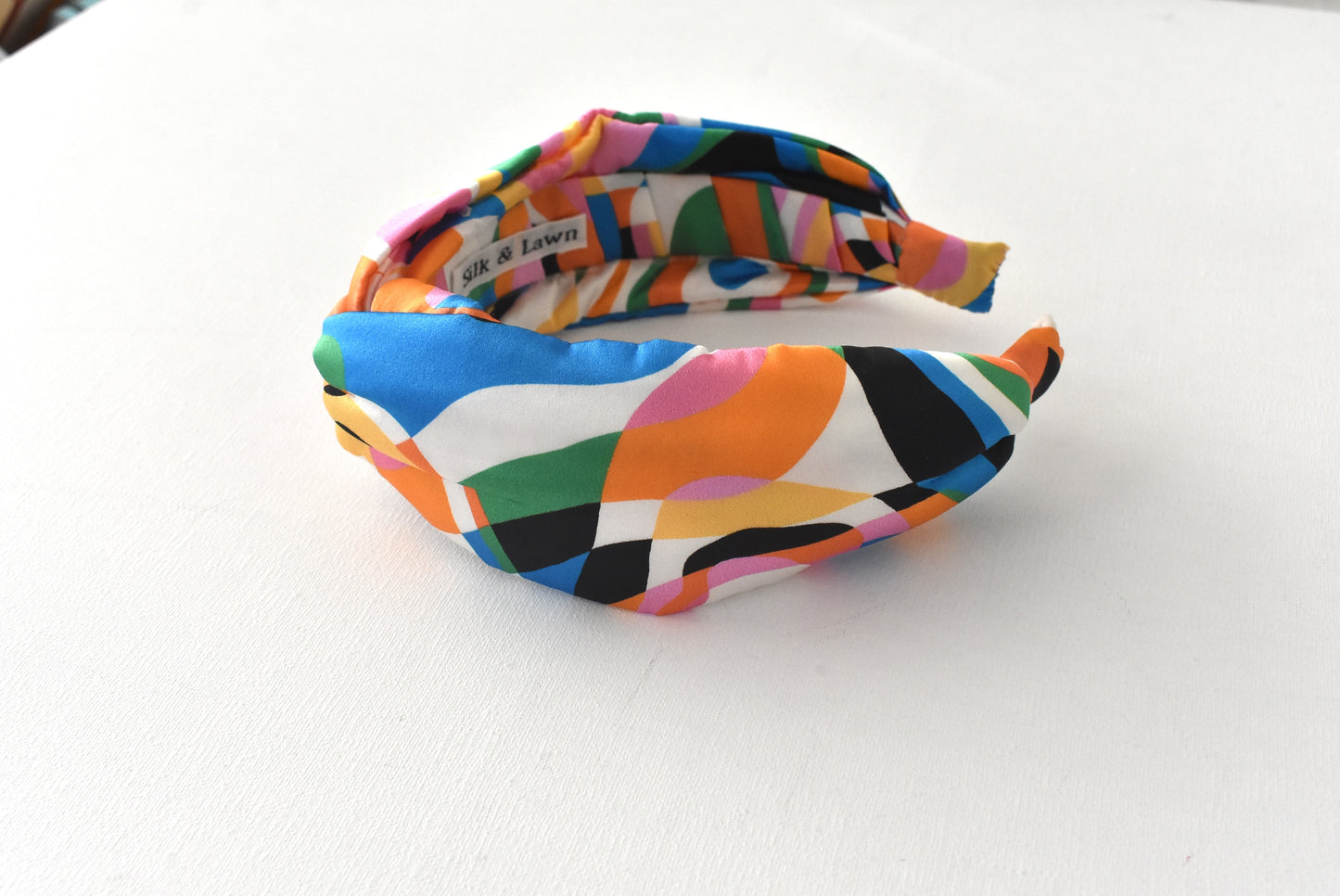 Luxury Silk Twisted or Knot Alice band in Multicolour Pucci style Liberty of London Silk Satin
