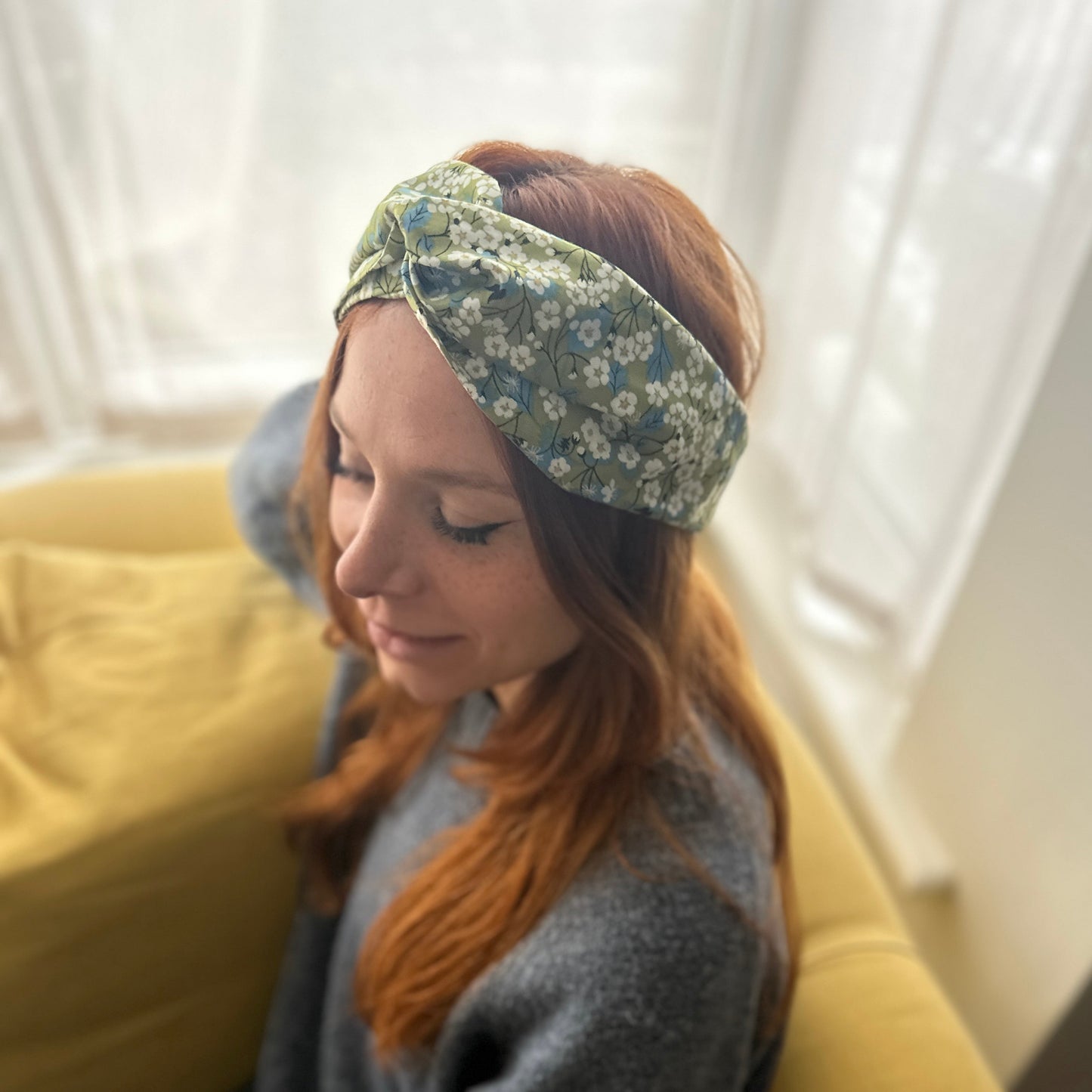 Twisted Turban Headband - Liberty of London Green Mitsi print