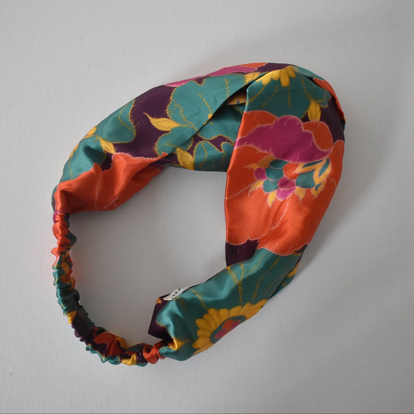 Silk Twisted Turban hairband and neck scarf in Liberty of London Bright Floral Silk Satin - 100% silk