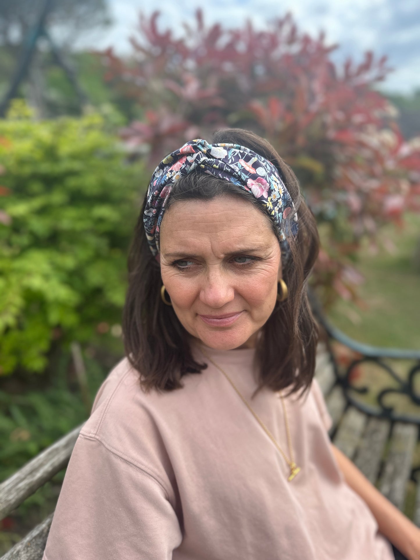 Twisted Turban Headband - Liberty of London Jude's Garden floral print on black
