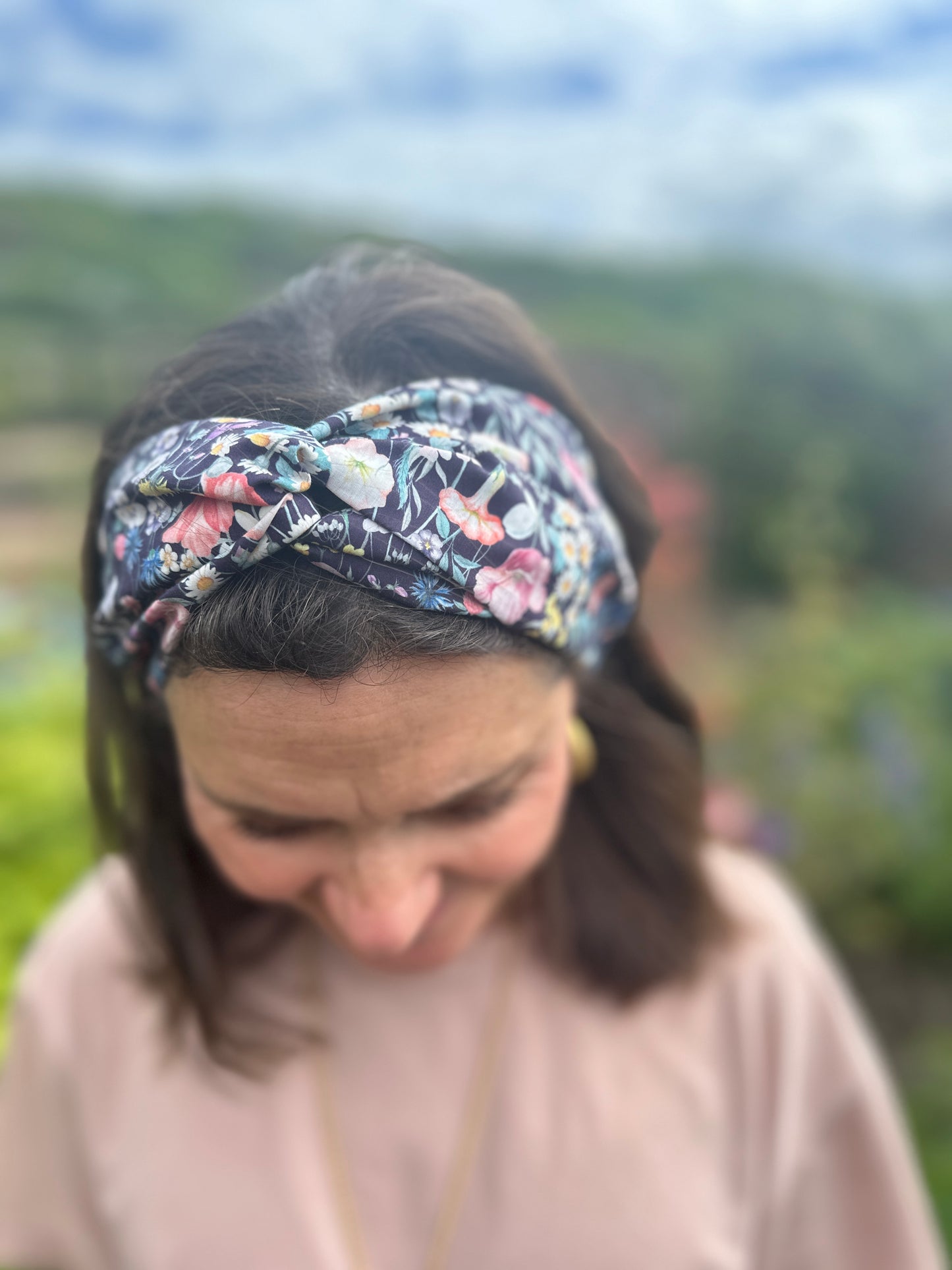 Twisted Turban Headband - Liberty of London Jude's Garden floral print on black