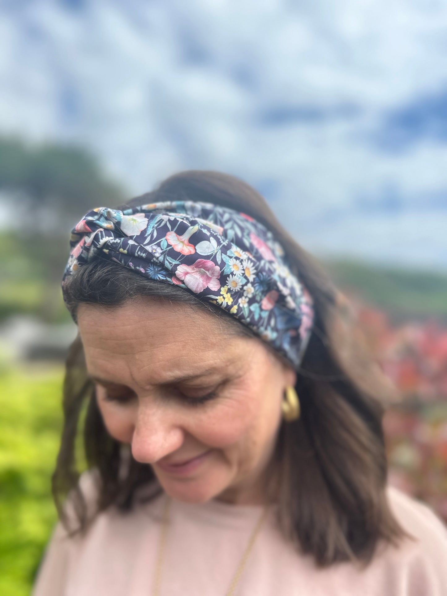 Twisted Turban Headband - Liberty of London Jude's Garden floral print on black