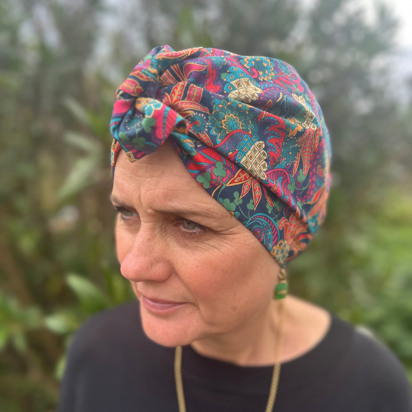 Ladies Turban Hat - Liberty of London Pineapple Paisley bright