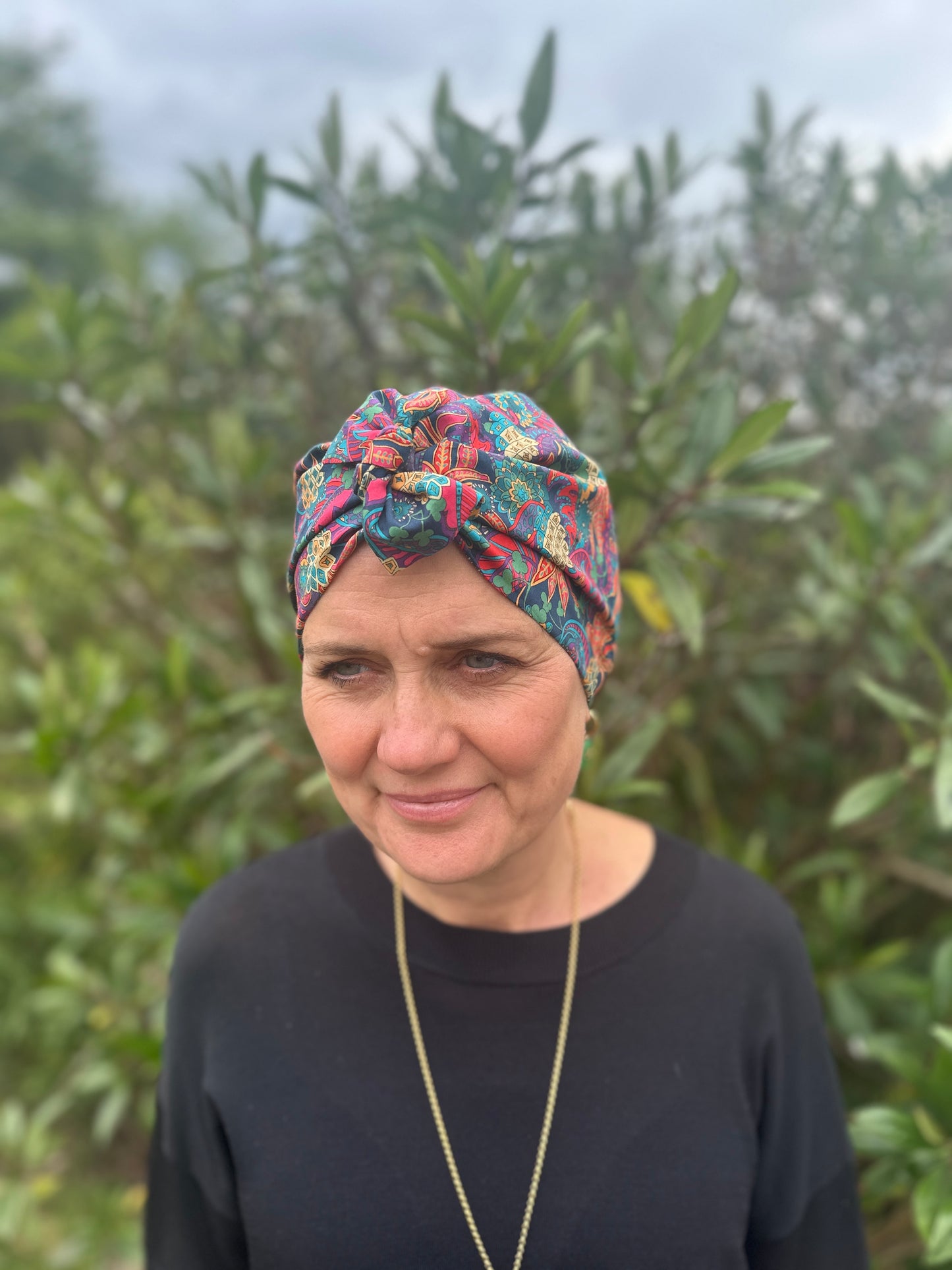 Ladies Turban Hat - Liberty of London Pineapple Paisley bright
