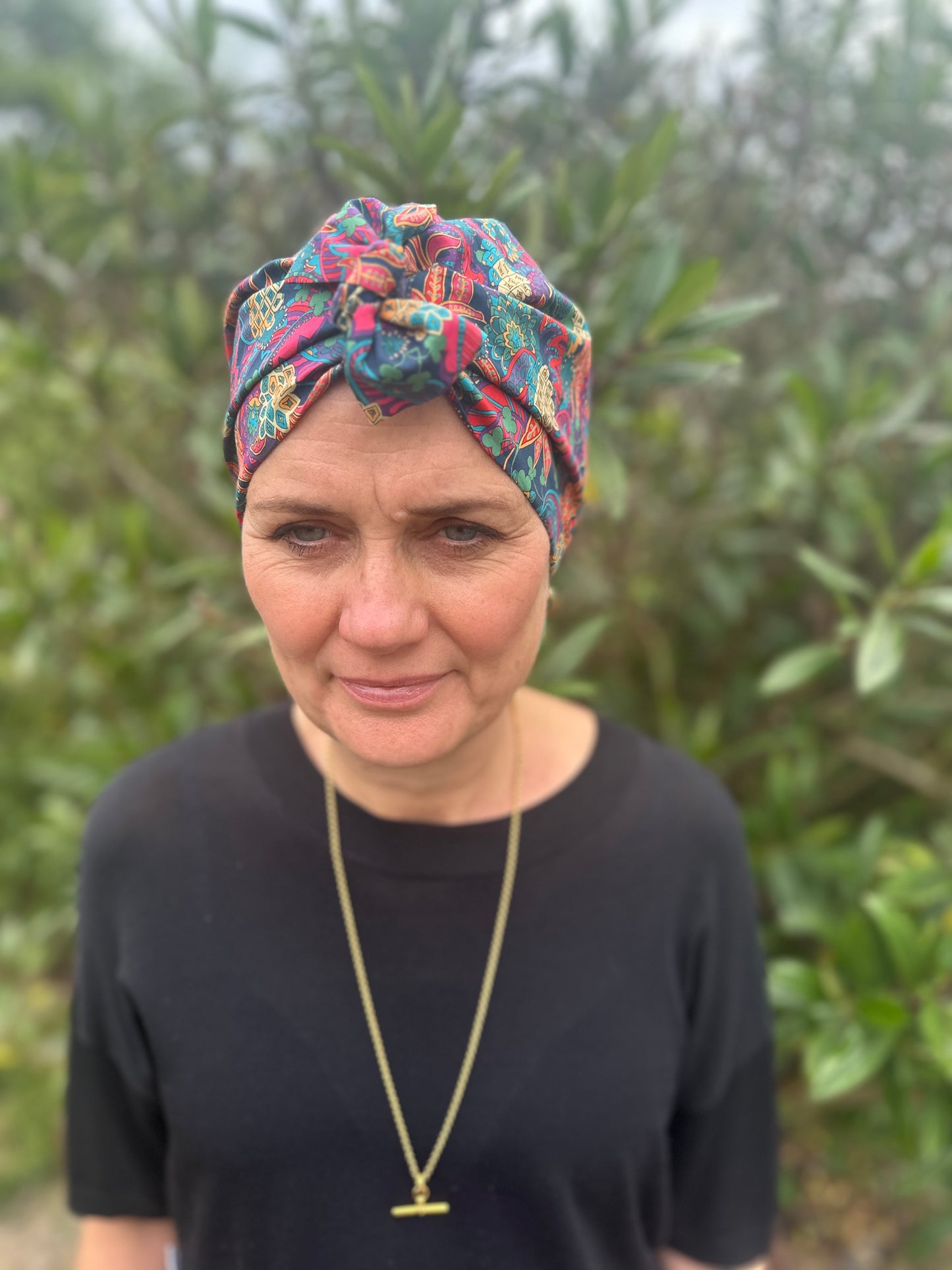 Ladies Turban Hat - Liberty of London Pineapple Paisley bright