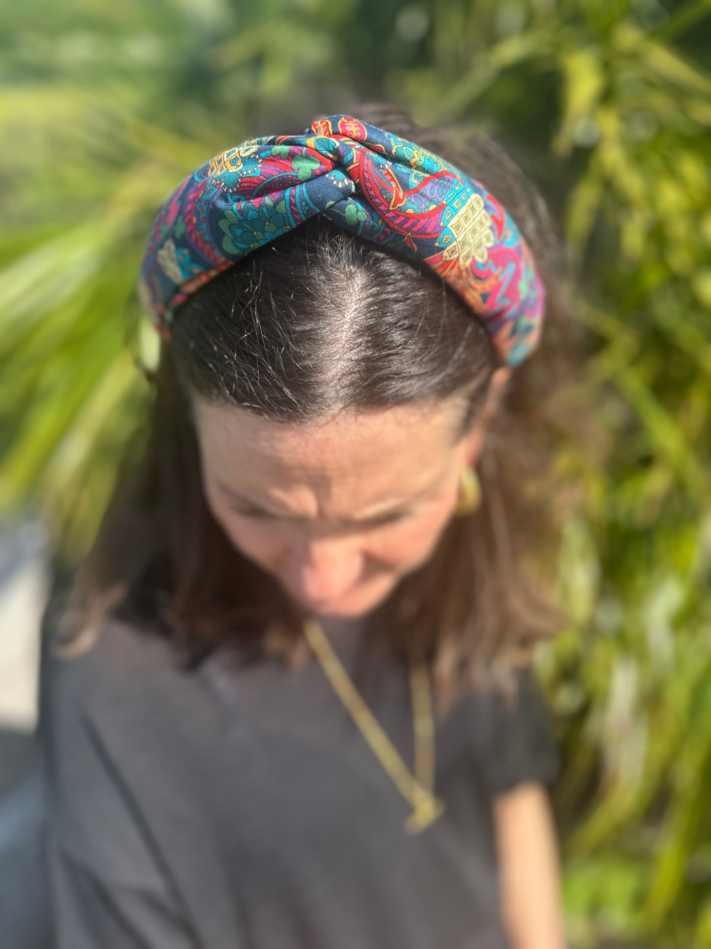Twisted or Knot Alice band in Bright Pineapple Paisley Liberty of London Tana Lawn cotton