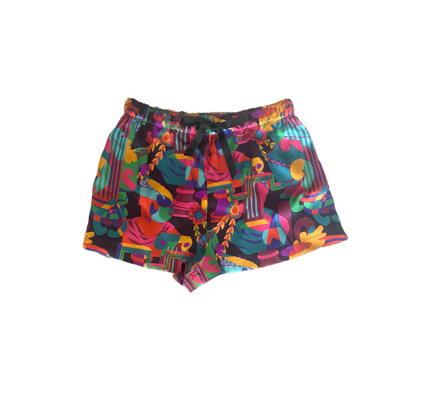 Classic Silk Pyjama Shorts - Liberty London Artist Silk Satin - Curation Multicolour
