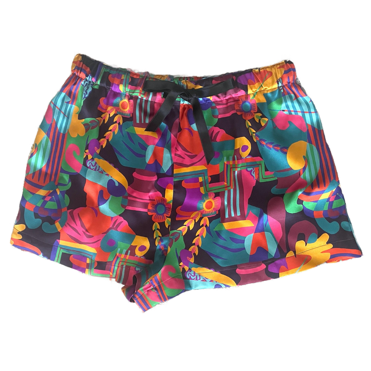 Classic Silk Pyjama Shorts - Liberty London Artist Silk Satin - Curation Multicolour