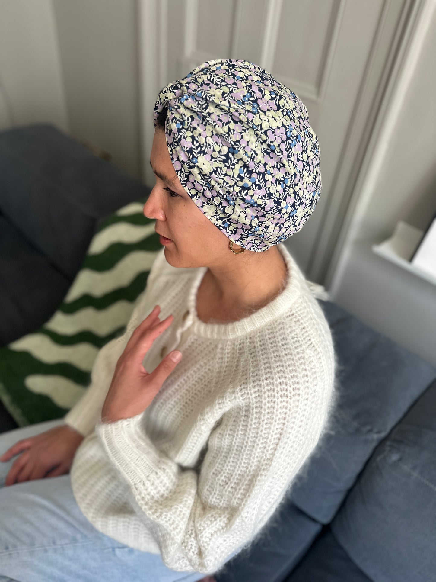 Little Susan Turban Hat - Liberty of London Purple Wiltshire