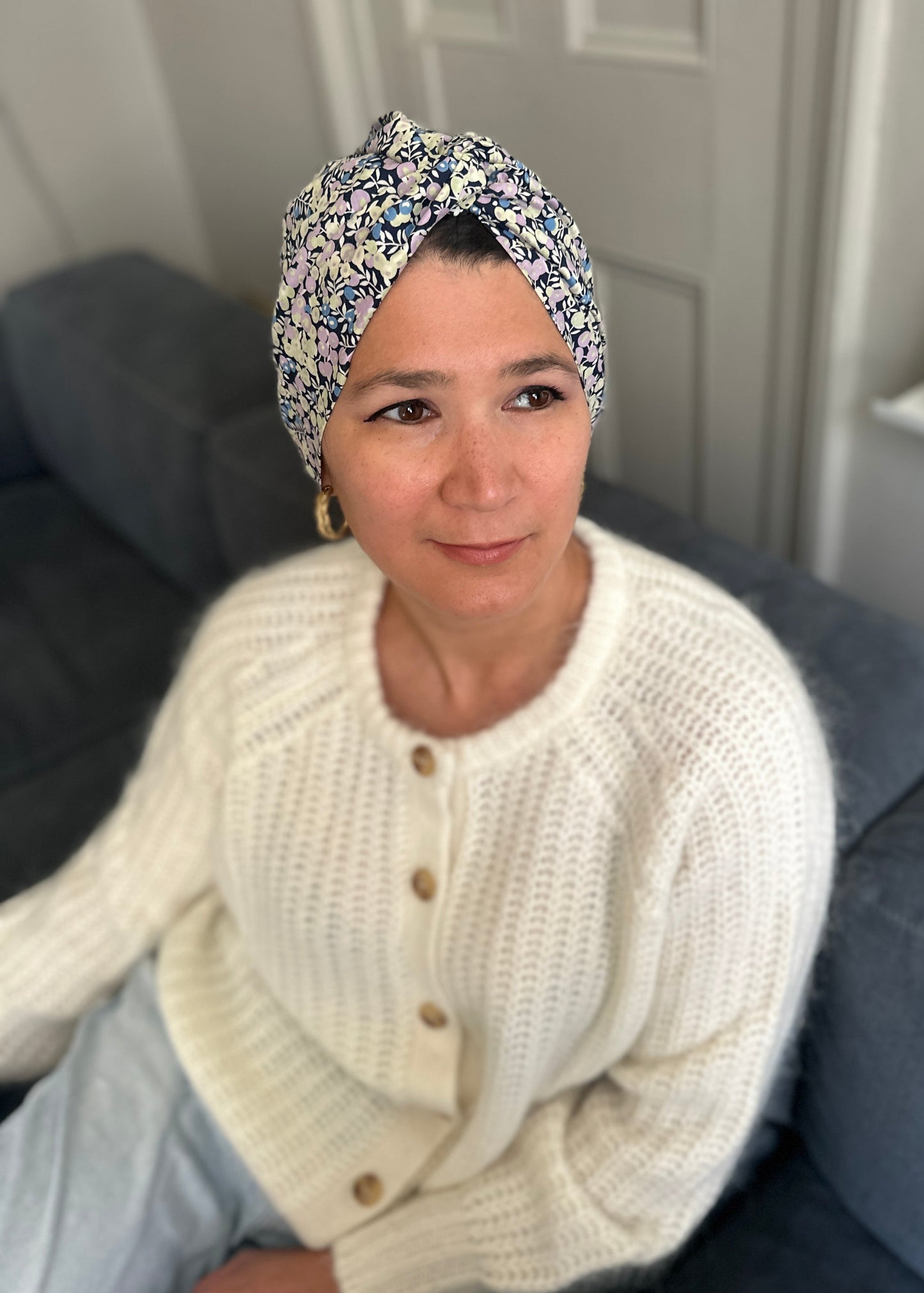 Little Susan Turban Hat - Liberty of London Purple Wiltshire