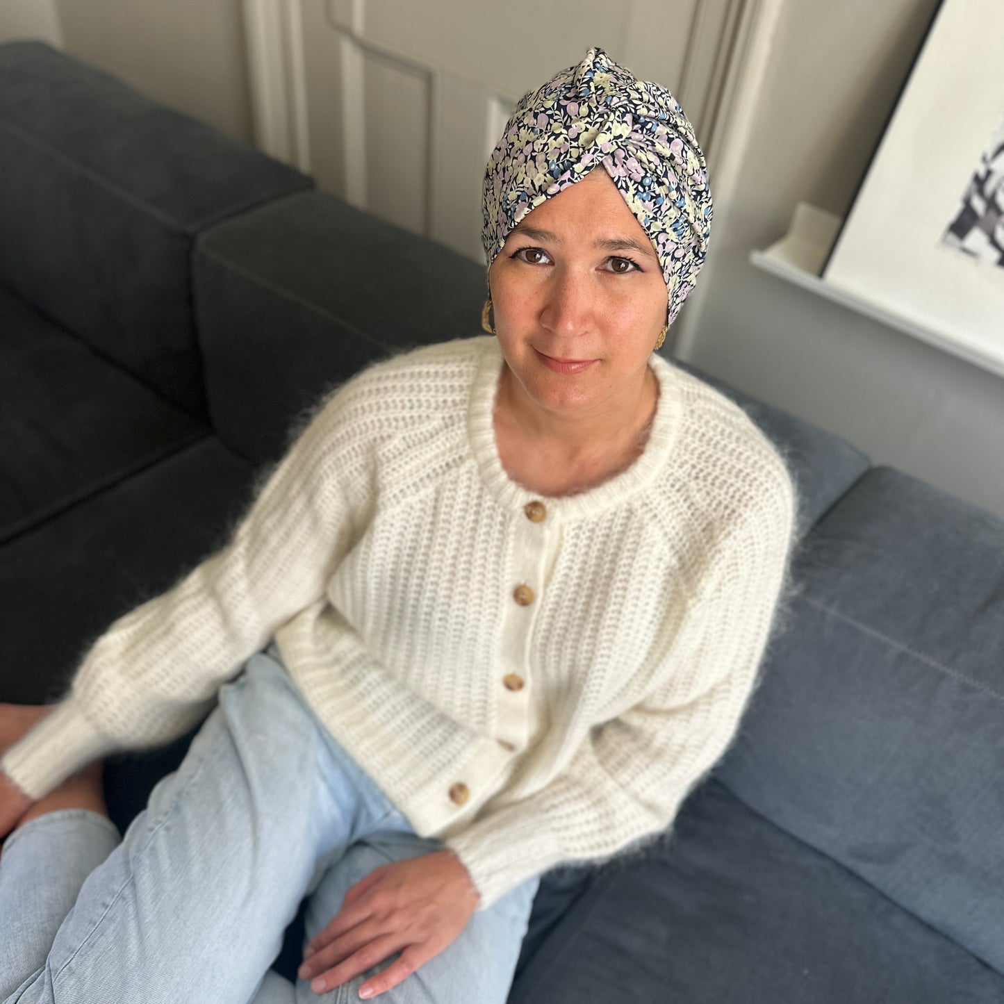 Little Susan Turban Hat - Liberty of London Purple Wiltshire