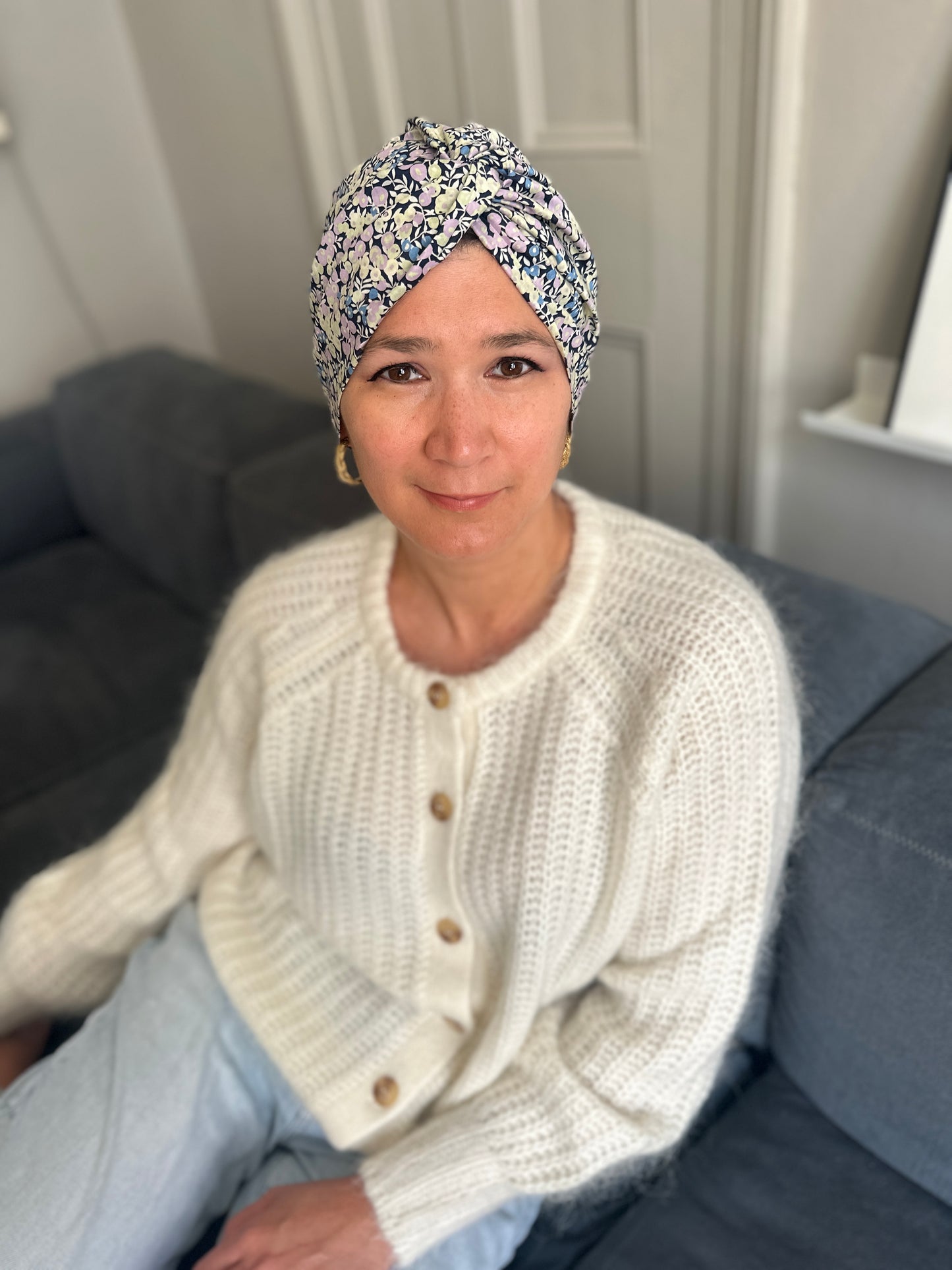 Little Susan Turban Hat - Liberty of London Purple Wiltshire