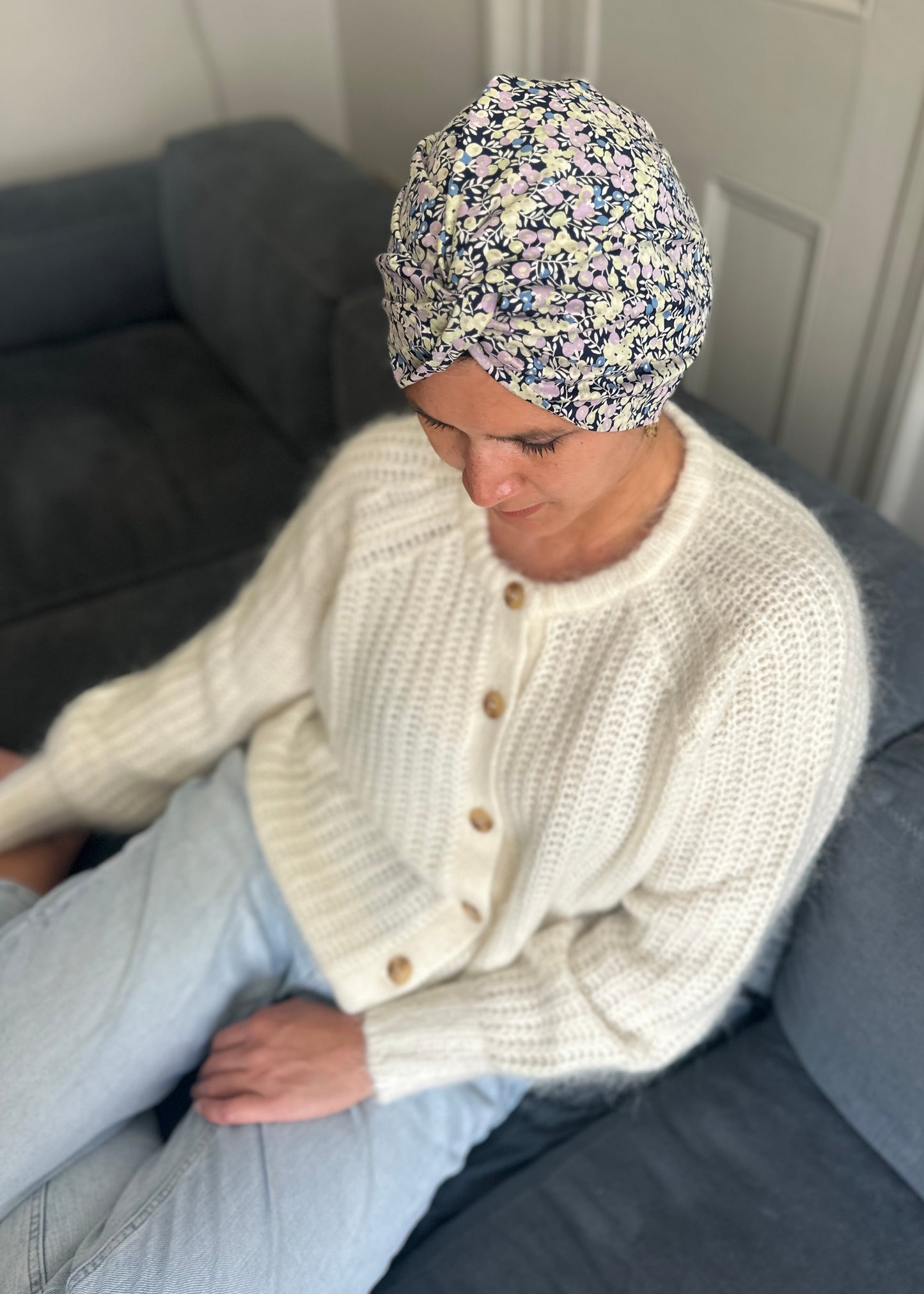 Little Susan Turban Hat - Liberty of London Purple Wiltshire