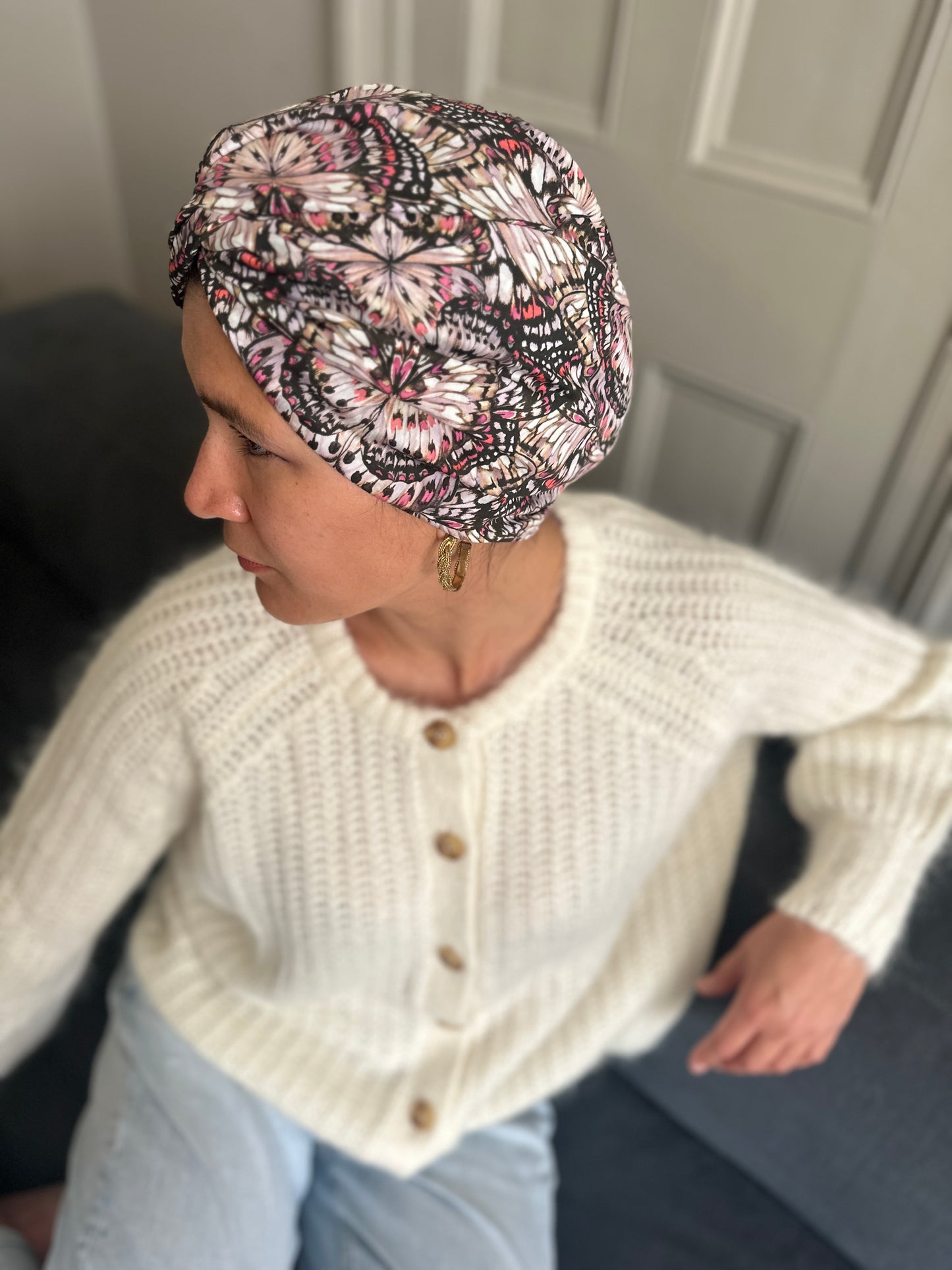 Little Susan Turban Hat - Liberty of London Pink Kaleidoscope print