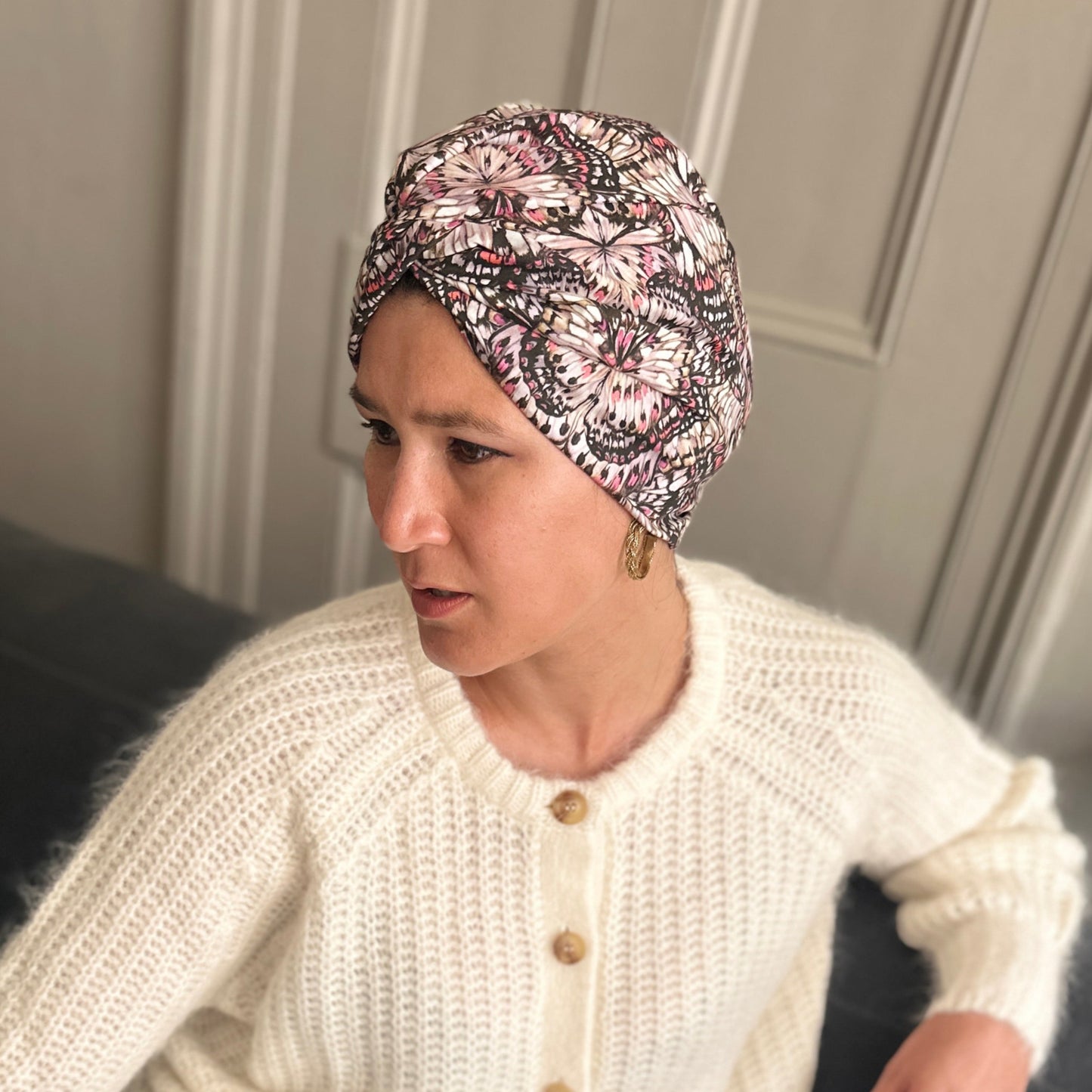 Little Susan Turban Hat - Liberty of London Pink Kaleidoscope print