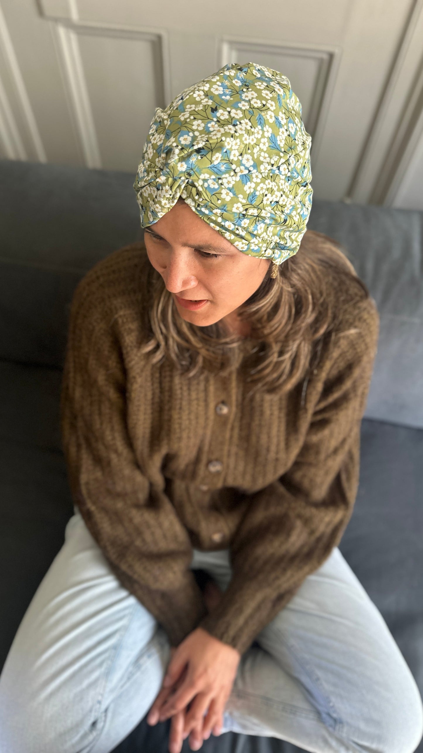 Little Susan Turban Hat - Liberty of London Green Mitsi