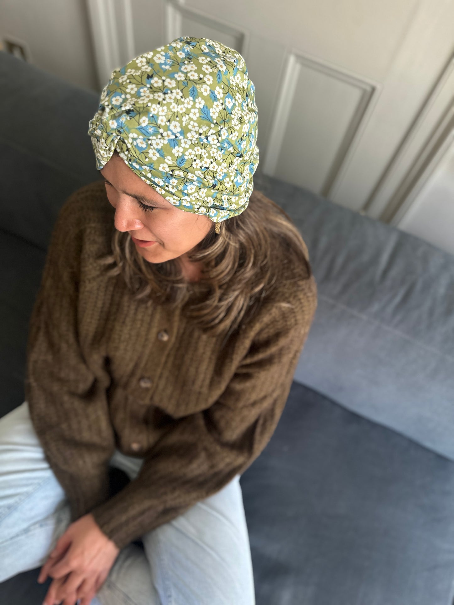 Little Susan Turban Hat - Liberty of London Green Mitsi
