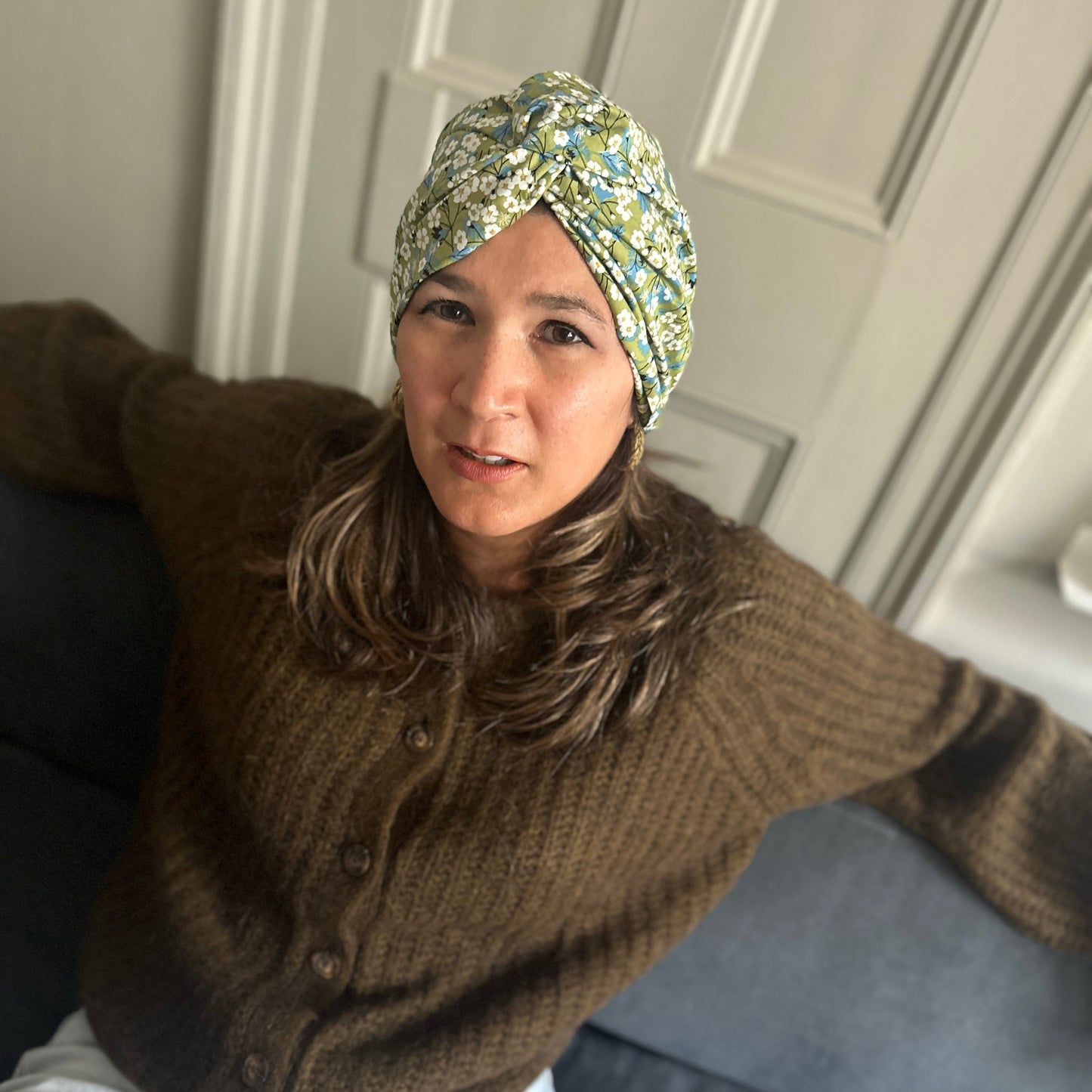 Little Susan Turban Hat - Liberty of London Green Mitsi