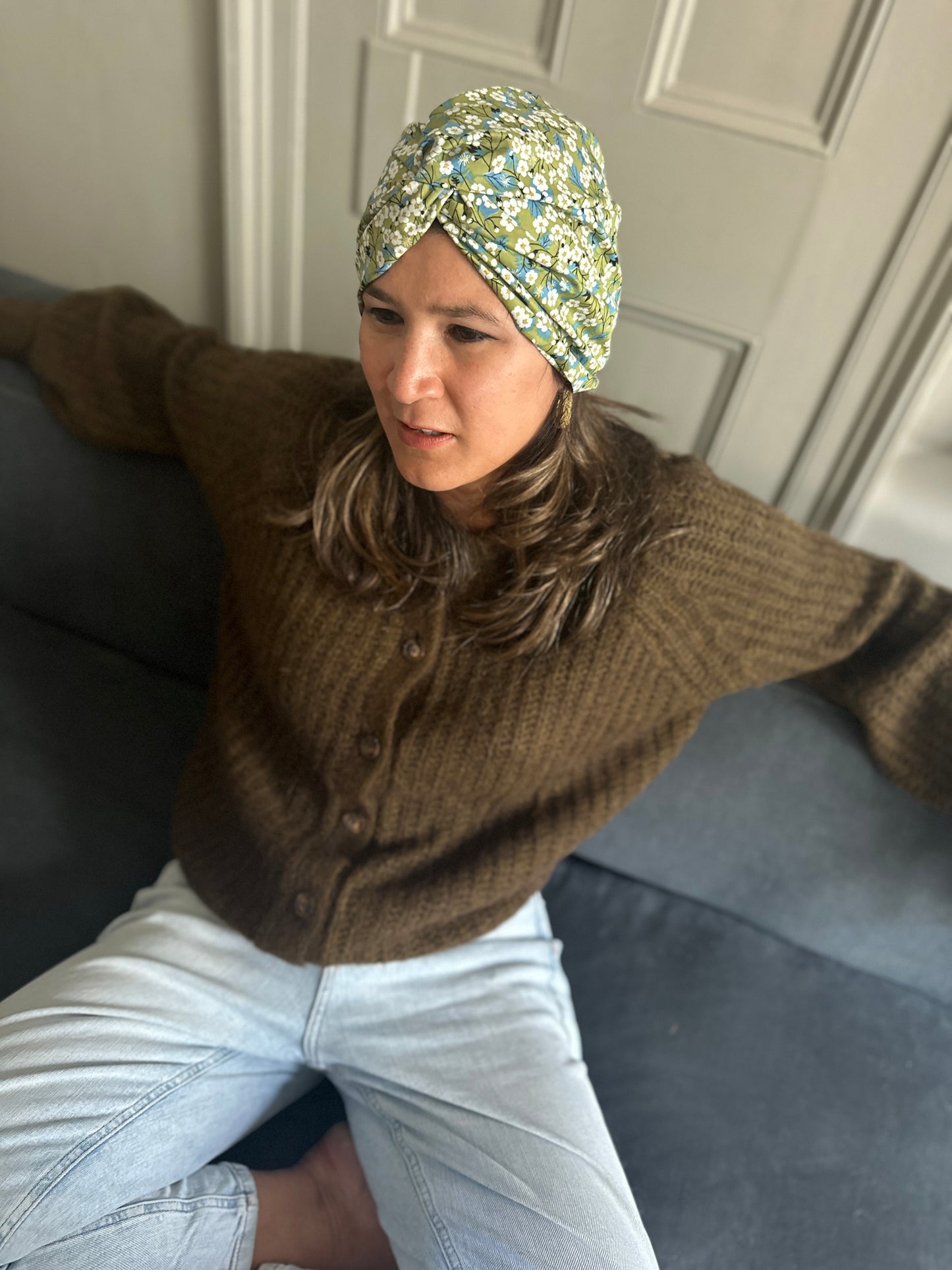 Little Susan Turban Hat - Liberty of London Green Mitsi