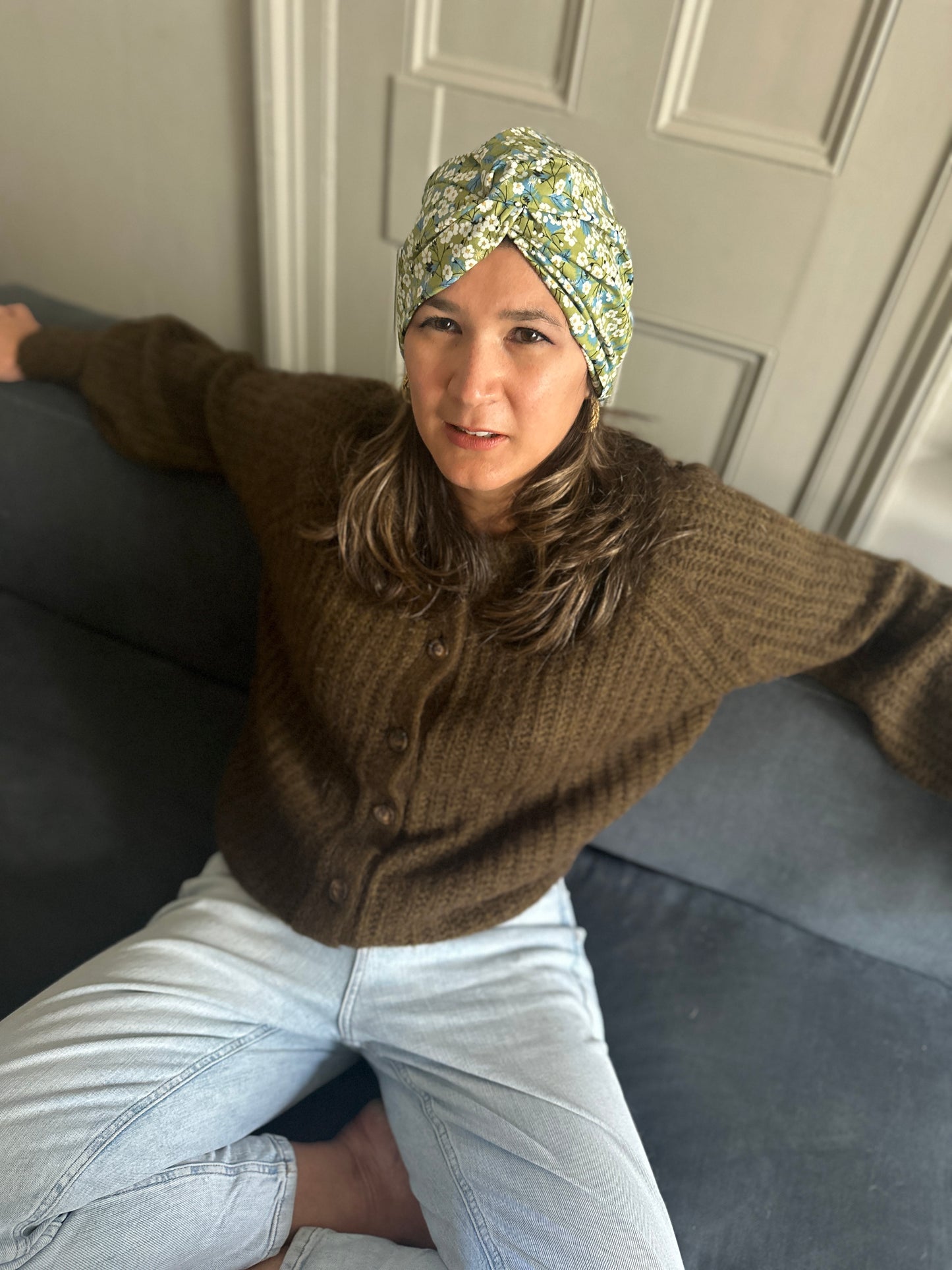 Little Susan Turban Hat - Liberty of London Green Mitsi