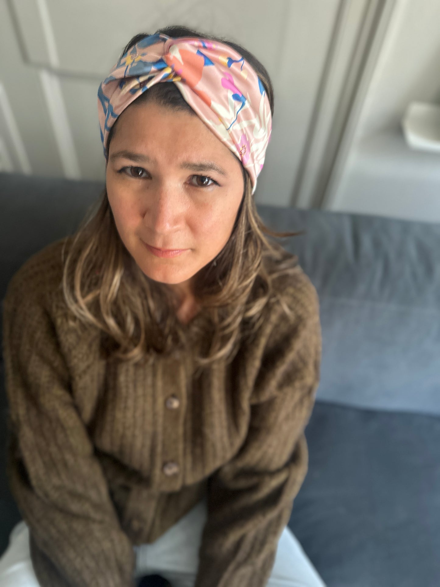 Silk Twisted Turban hairband and neck scarf in Liberty of London Pavilion Silk Satin - 100% silk