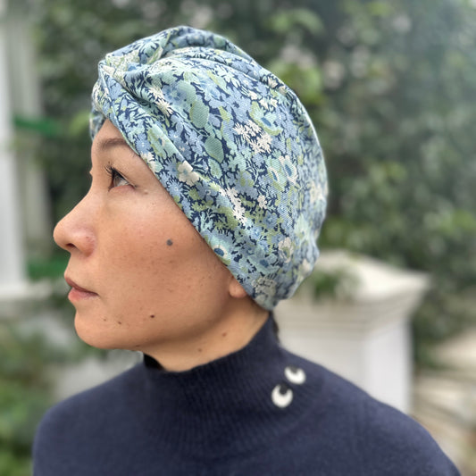 Little Susan Turban Hat - Blue Thorpe Floral Liberty of London