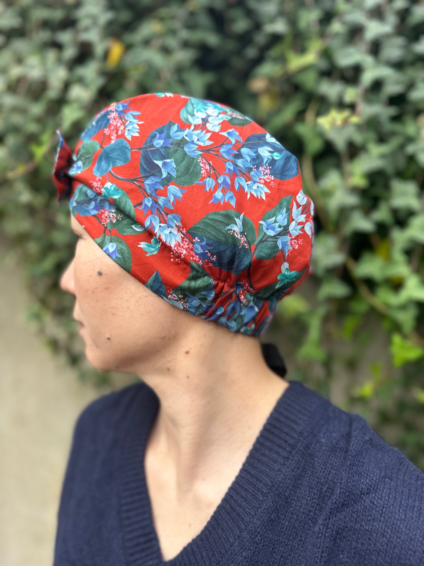 Ladies Turban Hat - Red Osterley Liberty print