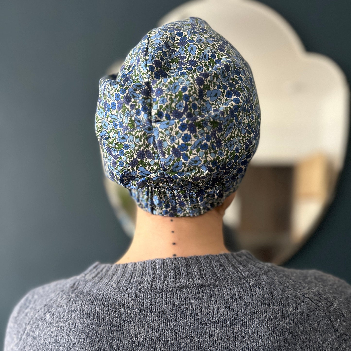 Ladies Turban Hat - Liberty of London Classic Blue Poppy floral print
