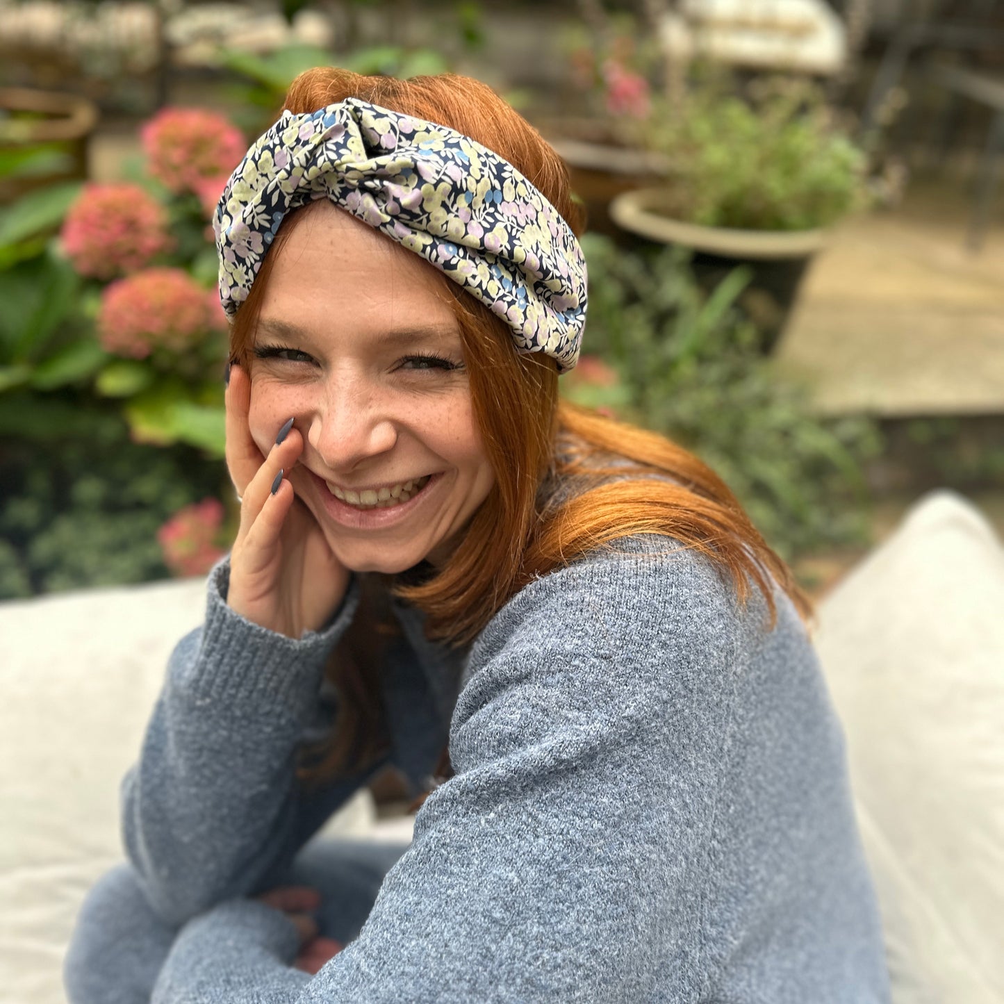Twisted Turban Headband - Liberty of London Blue & Purple Wiltshire