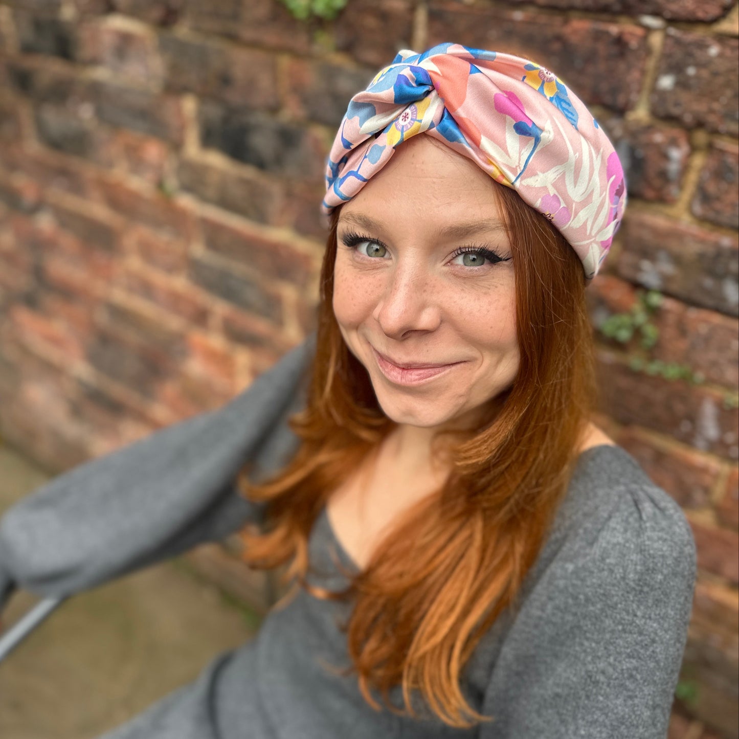 Silk Twisted Turban hairband and neck scarf in Liberty of London Pavilion Silk Satin - 100% silk