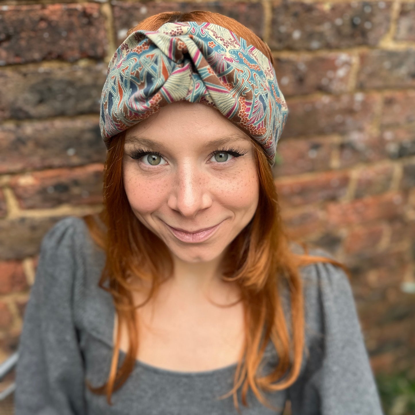 William Morris Brown Ilanthe Twisted Turban hairband and neck scarf