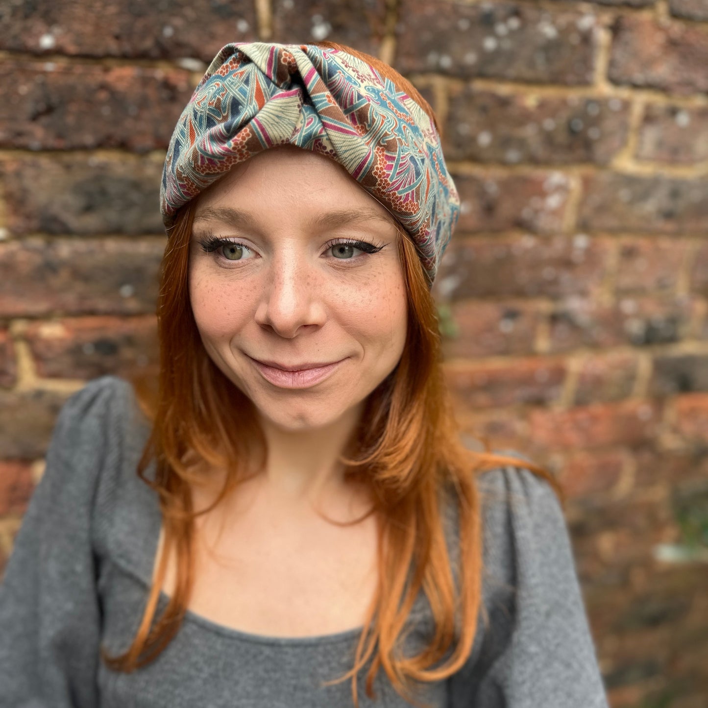 William Morris Brown Ilanthe Twisted Turban hairband and neck scarf