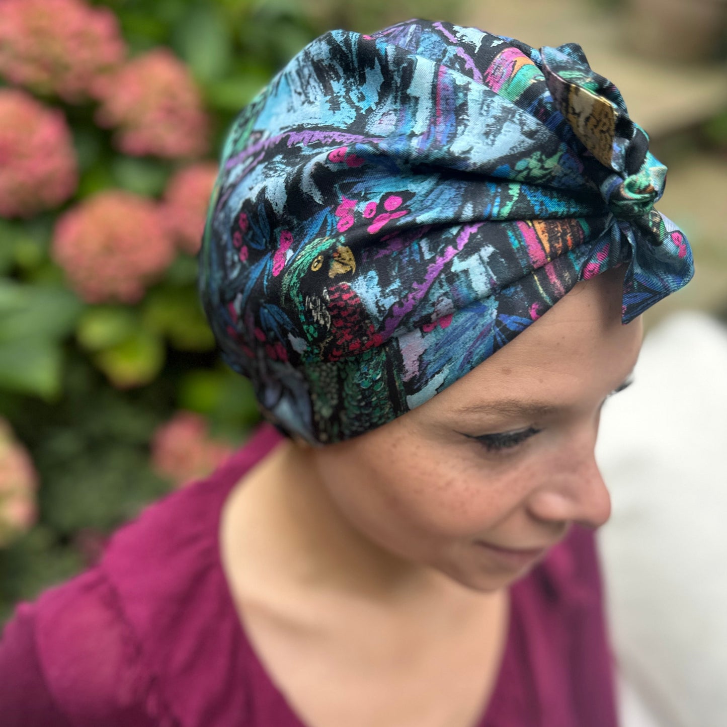 Luxury Silk Turban & Head wrap - Liberty of London Artist Birds printed silk twill