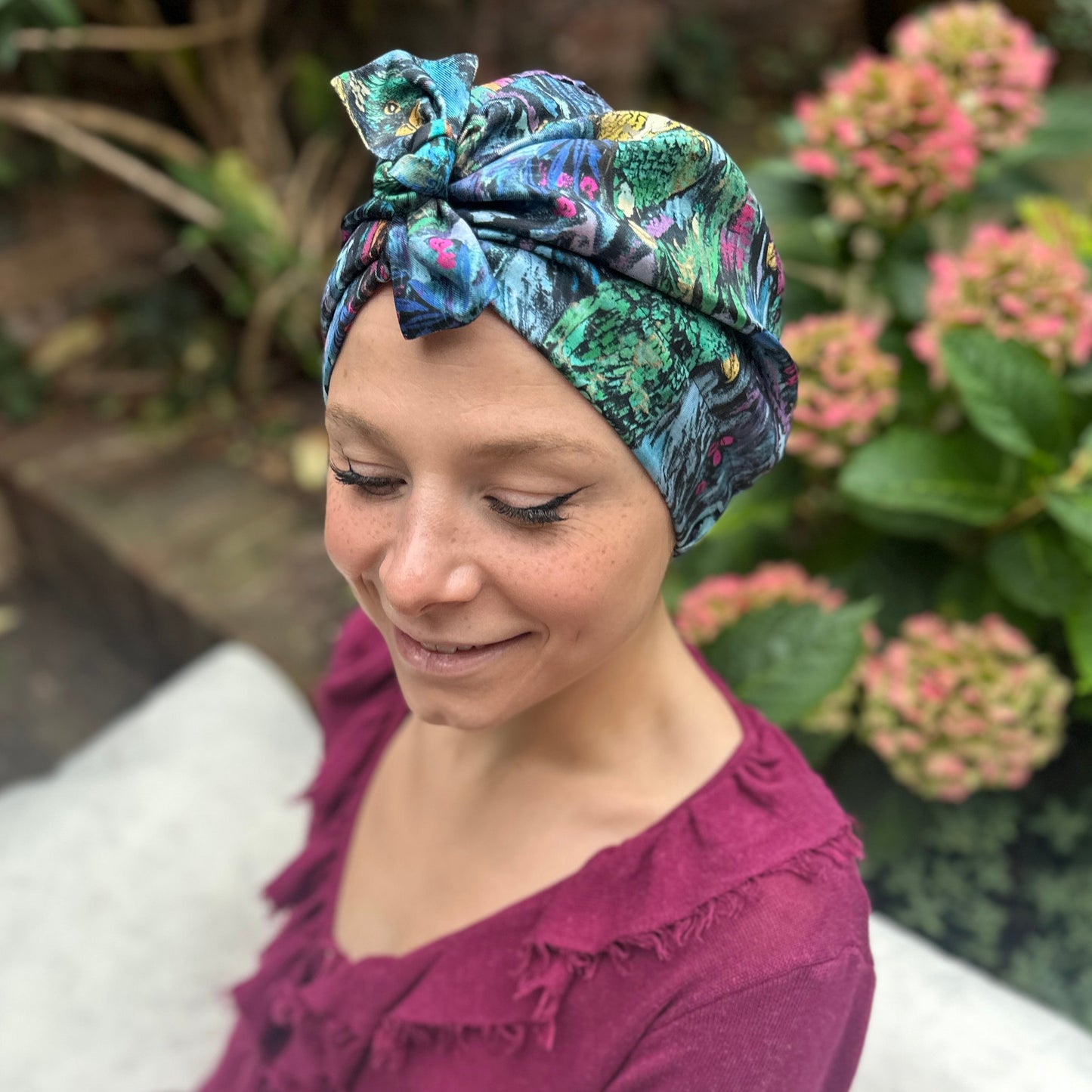 Luxury Silk Turban & Head wrap - Liberty of London Artist Birds printed silk twill