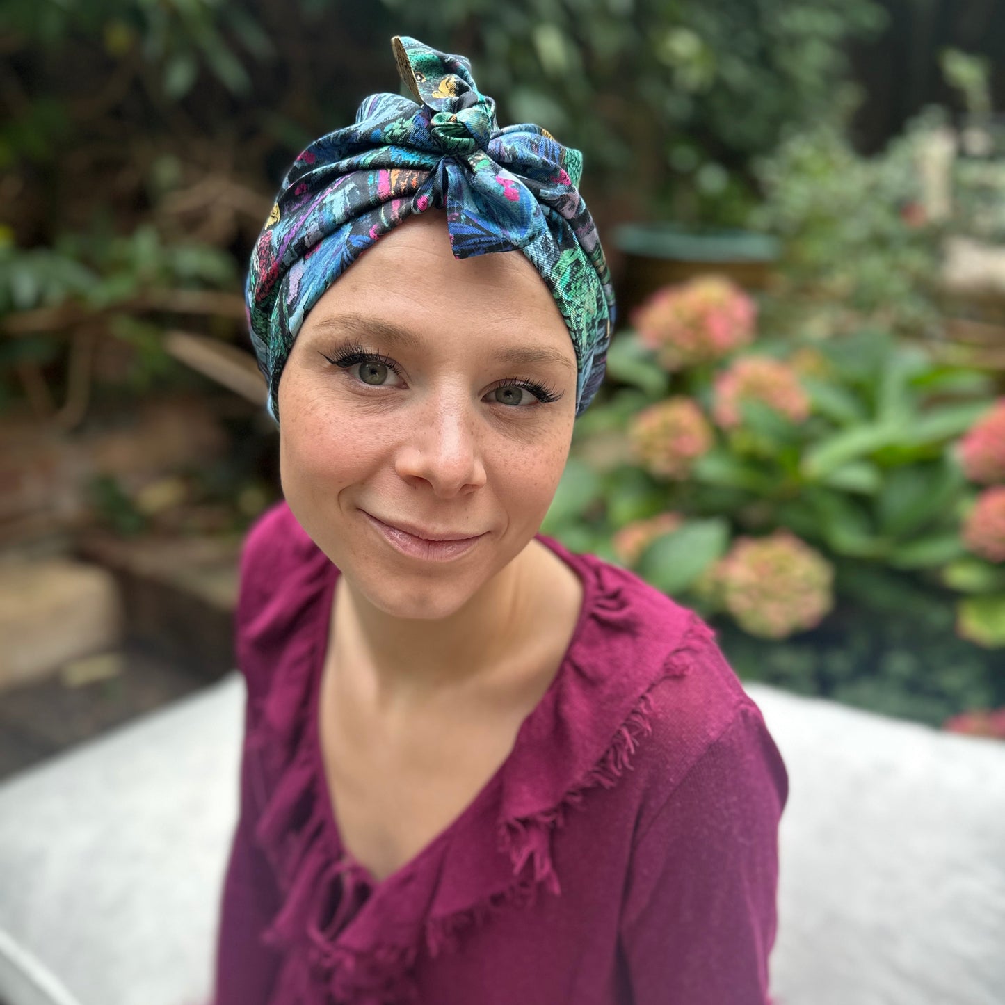 Luxury Silk Turban & Head wrap - Liberty of London Artist Birds printed silk twill