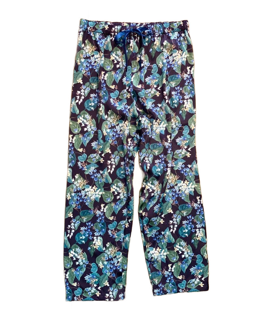 Classic Silk Pyjama bottoms - Liberty London Artist Silk in Blue Floral Osterley