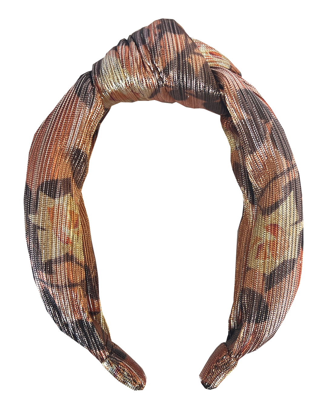 Luxury Silk Knot Alice band - Lou Taylor Botanical Orange and Pink Rose in Lamé