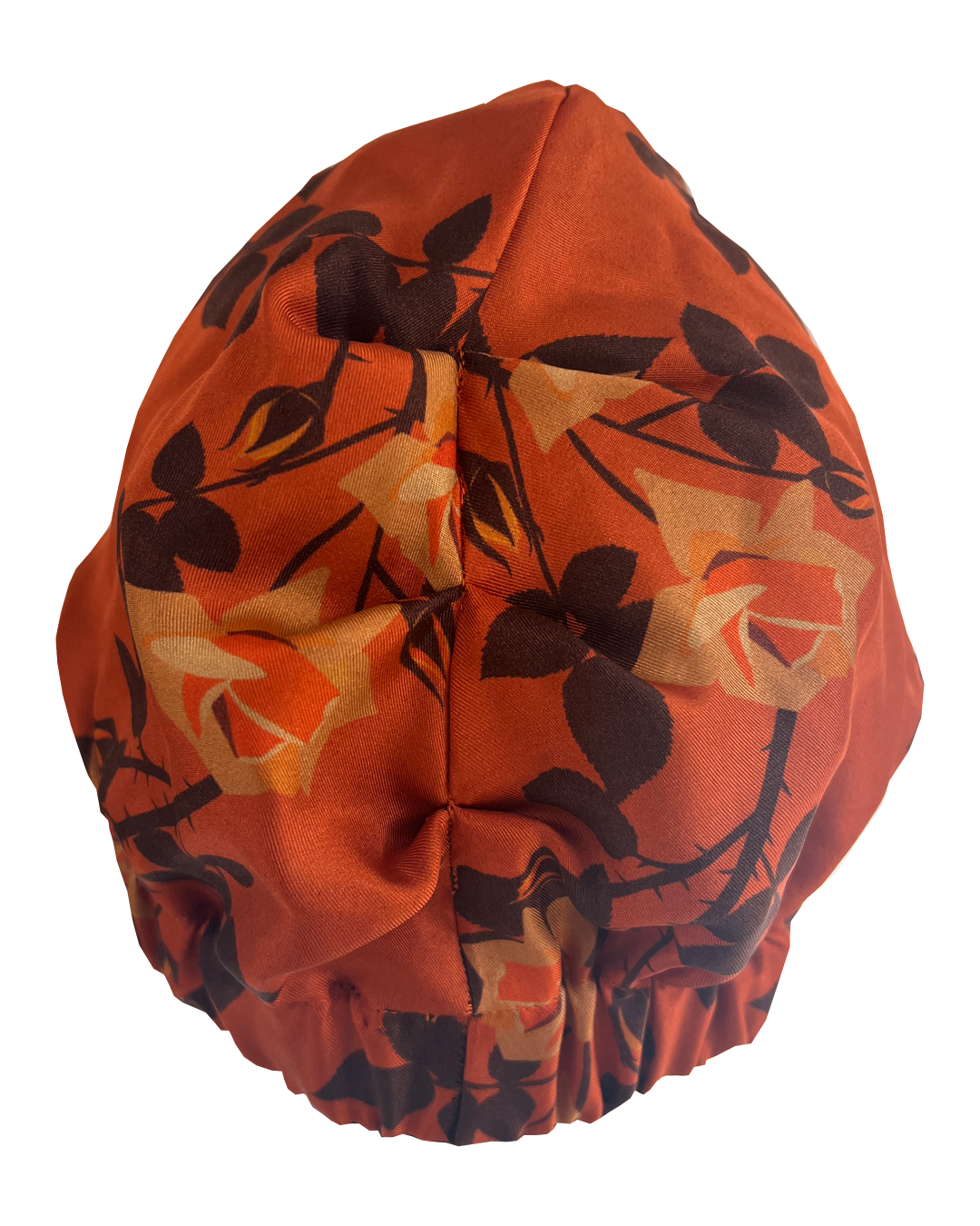 Little Susan Twisted Silk Turban & Head wrap - Lou Taylor Botanical orange and pink roses silk twill