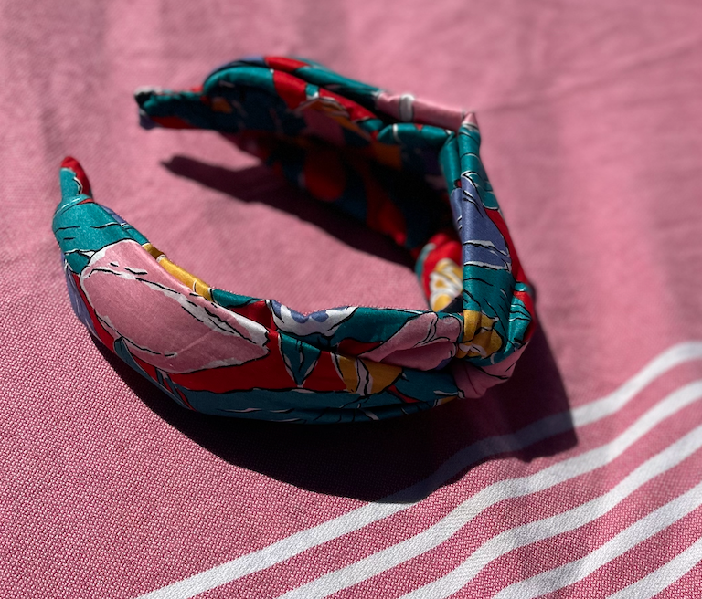 Twisted Alice Headband - Vintage Tulip Liberty of London Bright Floral print