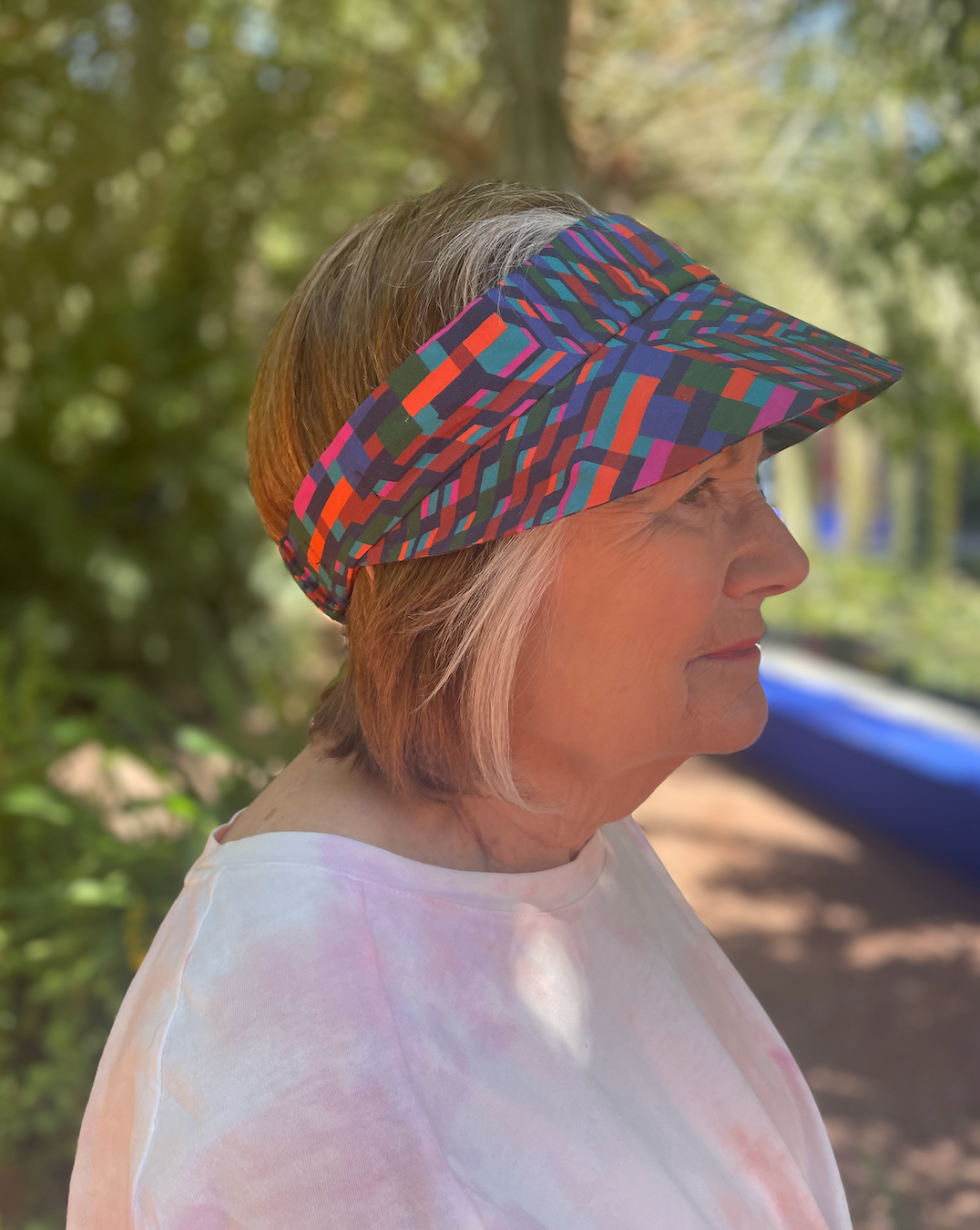 Sun Visor in Liberty Ziggy - Bright Geometric Graphic print
