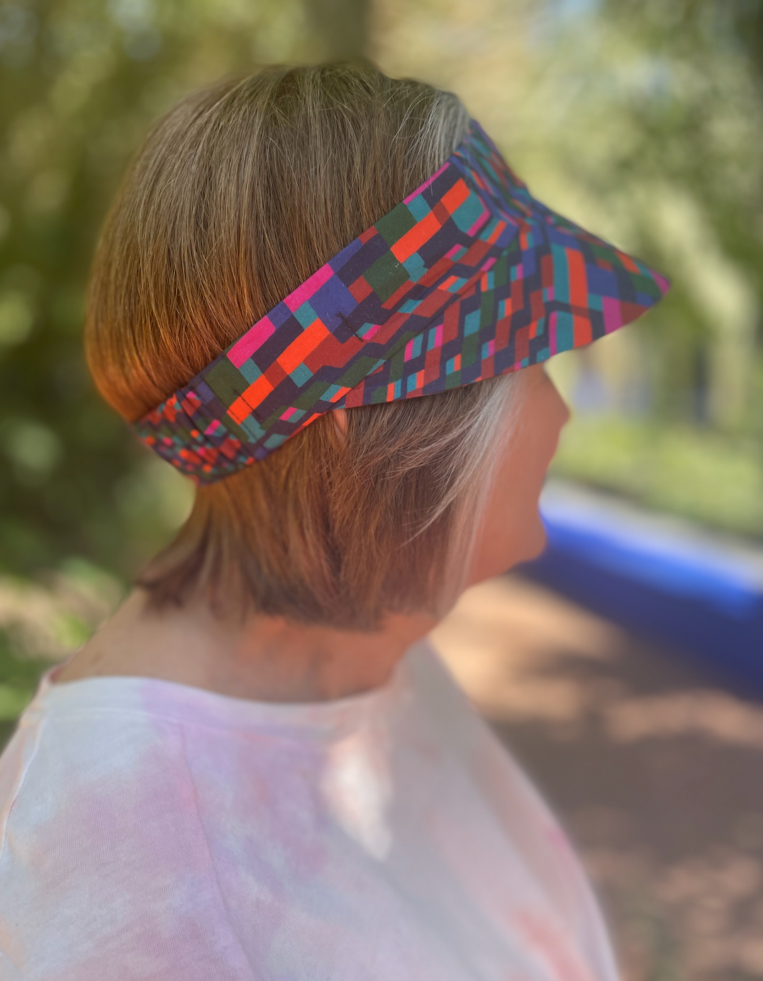 Sun Visor in Liberty Ziggy - Bright Geometric Graphic print